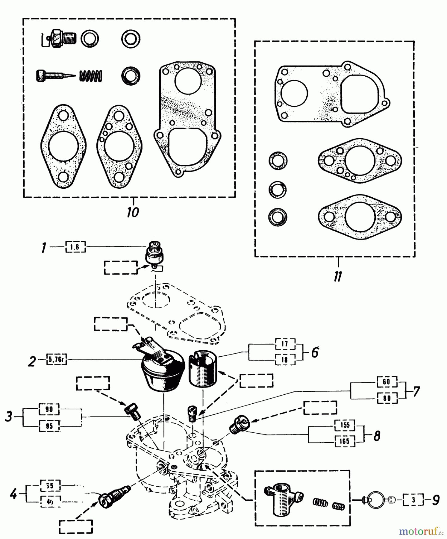 Toro Neu Mowers, Lawn & Garden Tractor Seite 2 91-20RG01 (D-250) - Toro D-250 10-Speed Tractor, 1981 CARBURETOR-SPARE PARTS