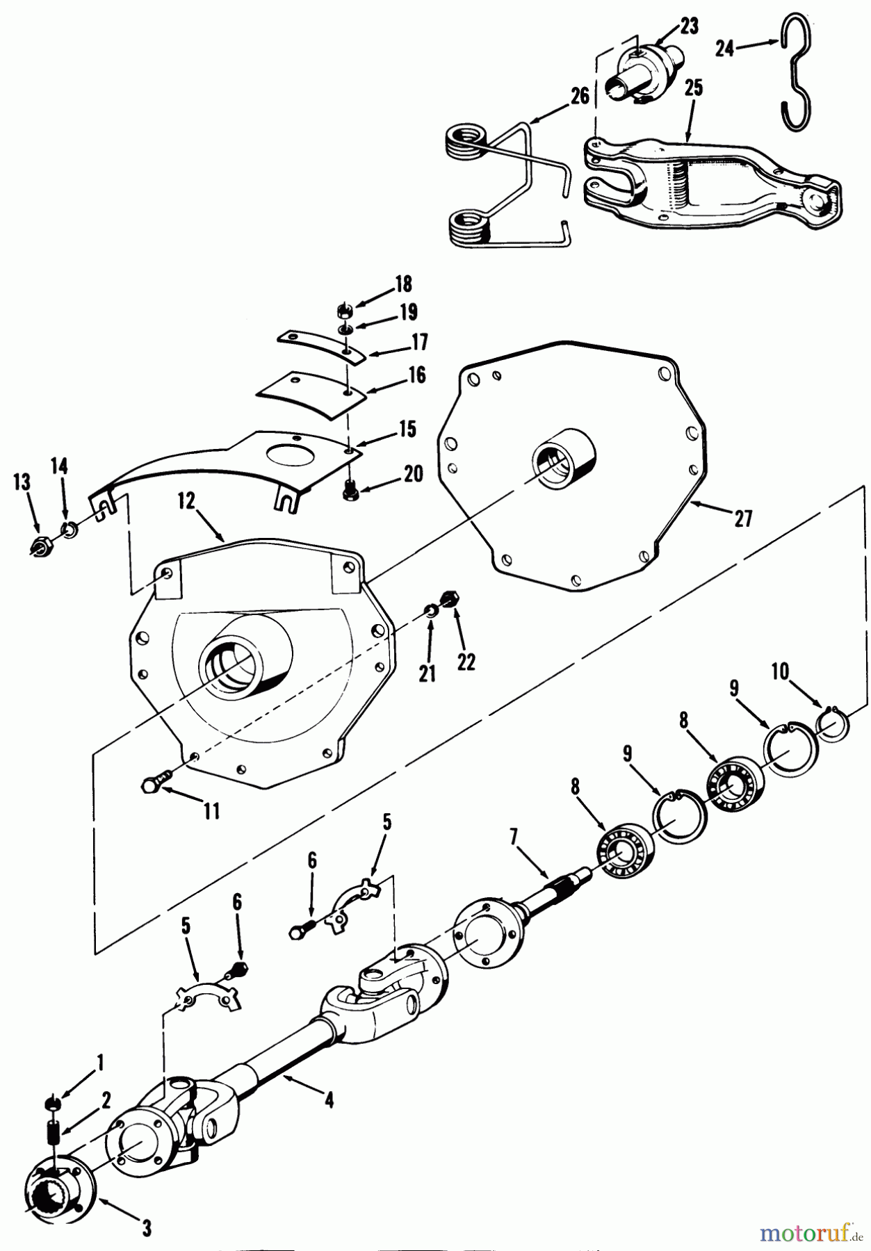 Toro Neu Mowers, Lawn & Garden Tractor Seite 2 91-20RG01 (D-250) - Toro D-250 10-Speed Tractor, 1980 CLUTCH HOUSING AND DRIVE SHAFT