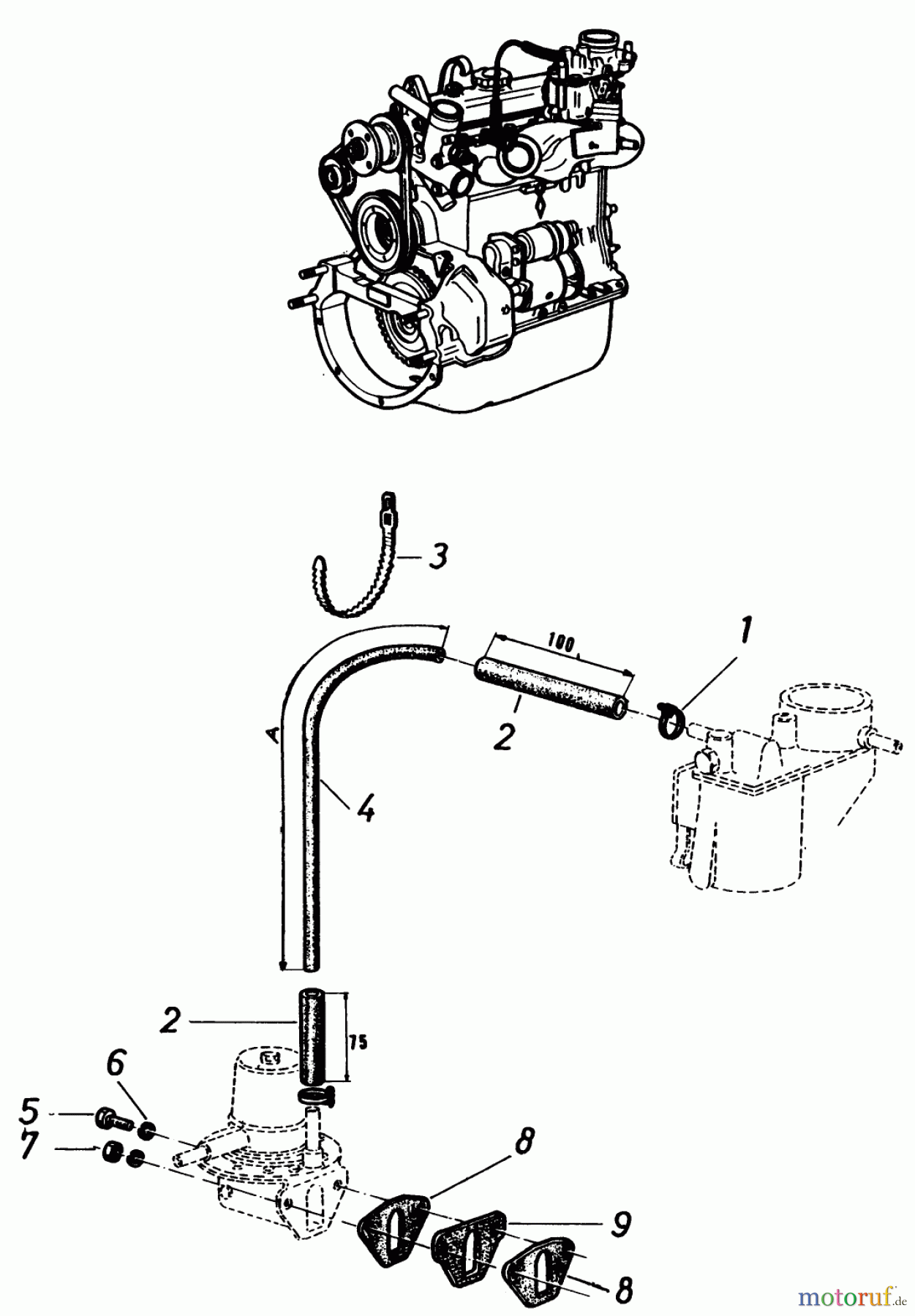 Toro Neu Mowers, Lawn & Garden Tractor Seite 2 81-20RG01 (D-250) - Toro D-250 10-Speed Tractor, 1978 ENGINE FUEL LINES AND FUEL PUMP MOUNTING HARDWARE