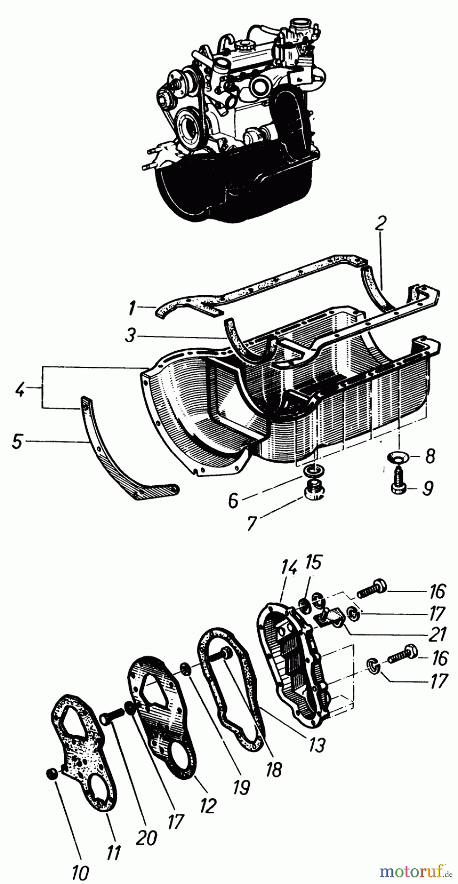 Toro Neu Mowers, Lawn & Garden Tractor Seite 2 81-20RG01 (D-250) - Toro D-250 10-Speed Tractor, 1978 OIL PAN AND TIMING CHAIN COVER