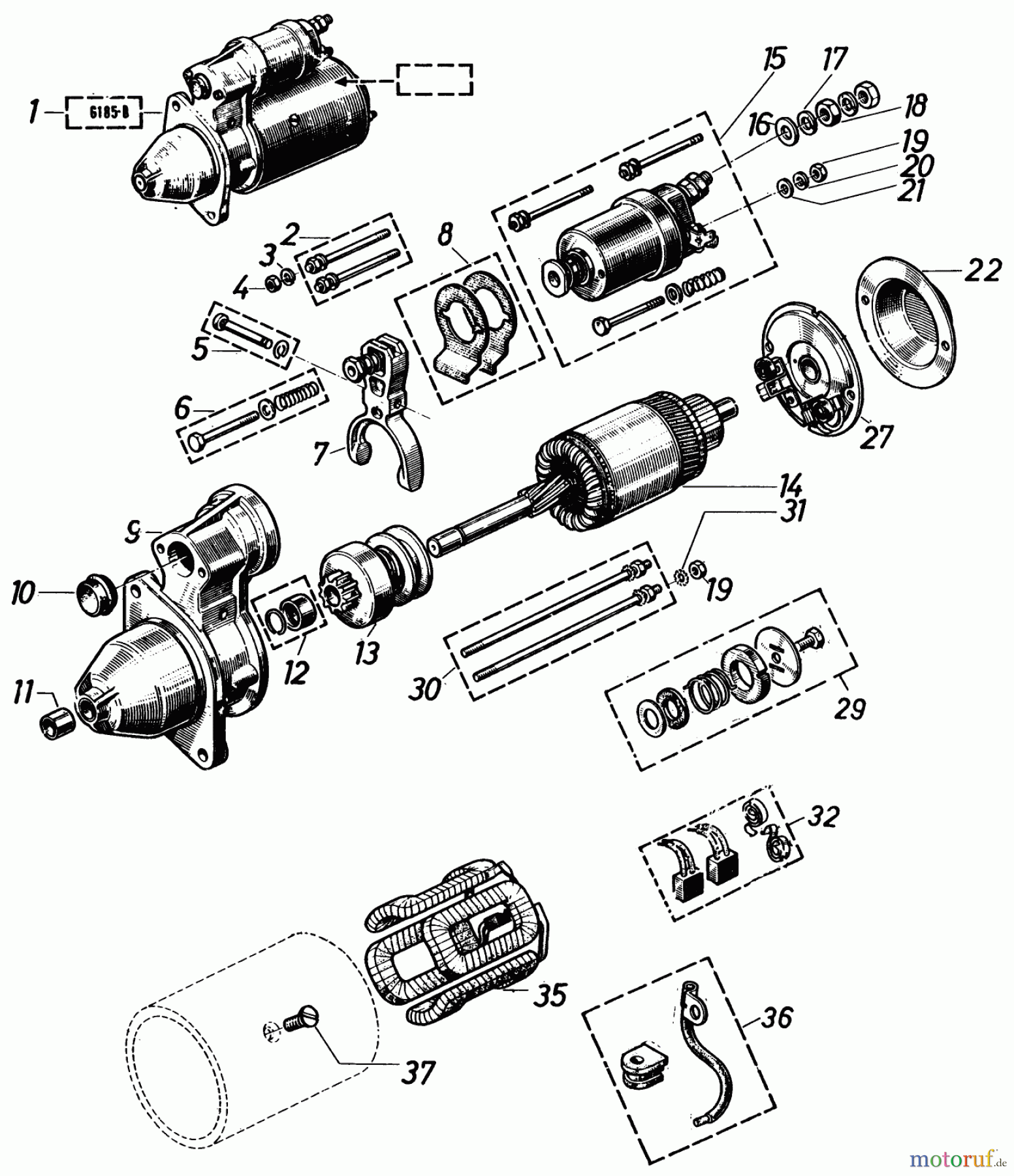 Toro Neu Mowers, Lawn & Garden Tractor Seite 2 81-20RG01 (D-250) - Toro D-250 10-Speed Tractor, 1978 STARTER AND SOLENOID