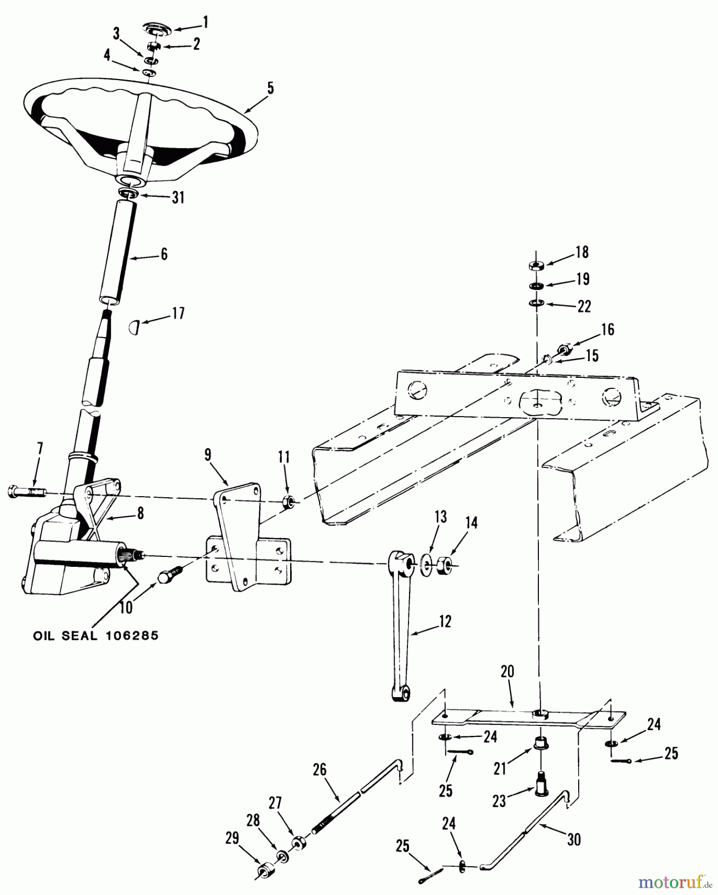 Toro Neu Mowers, Lawn & Garden Tractor Seite 2 81-20RG01 (D-250) - Toro D-250 10-Speed Tractor, 1978 STEERING GEAR, PITMAN ARM AND BRACKET