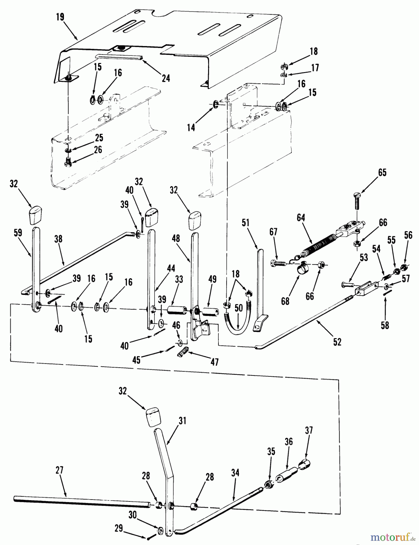 Toro Neu Mowers, Lawn & Garden Tractor Seite 2 91-20RG01 (D-250) - Toro D-250 10-Speed Tractor, 1980 TRANSMISSION CONTROL LEVERS AND PARKING BRAKE SWITCH