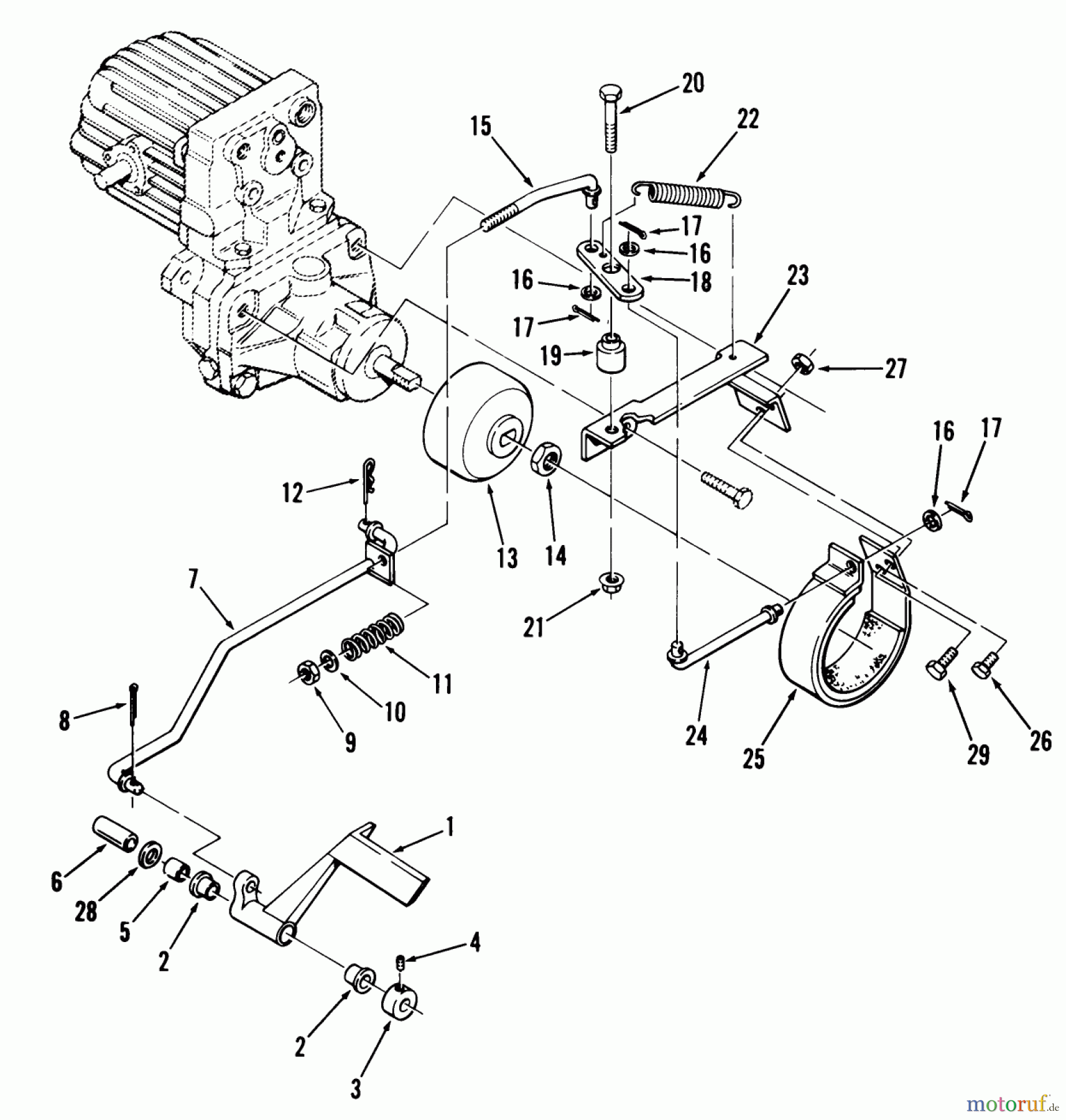 Toro Neu Mowers, Lawn & Garden Tractor Seite 2 91-12K802 (C-121) - Toro C-121 8-Speed Tractor, 1979 CLUTCH, BRAKE AND SPEED CONTROL LINKAGE #3