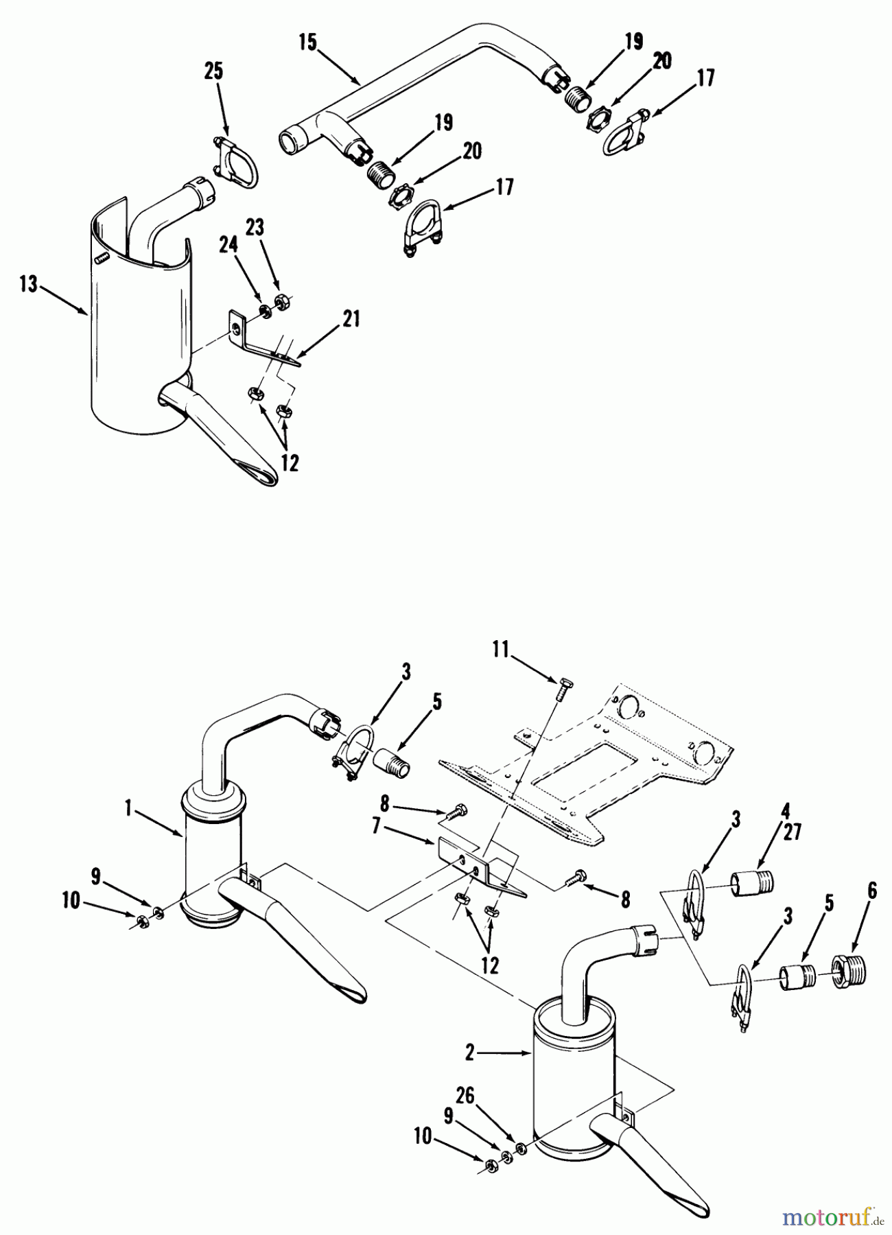 Toro Neu Mowers, Lawn & Garden Tractor Seite 2 91-12K802 (C-121) - Toro C-121 8-Speed Tractor, 1979 EXHAUST SYSTEM