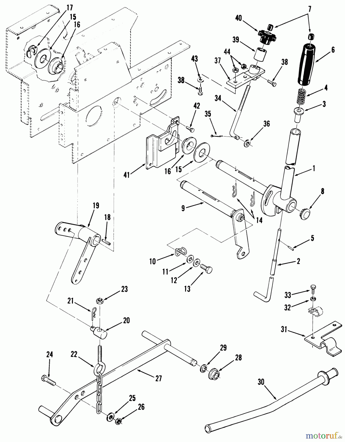 Toro Neu Mowers, Lawn & Garden Tractor Seite 2 91-12K802 (C-121) - Toro C-121 8-Speed Tractor, 1979 LIFT LINKAGE