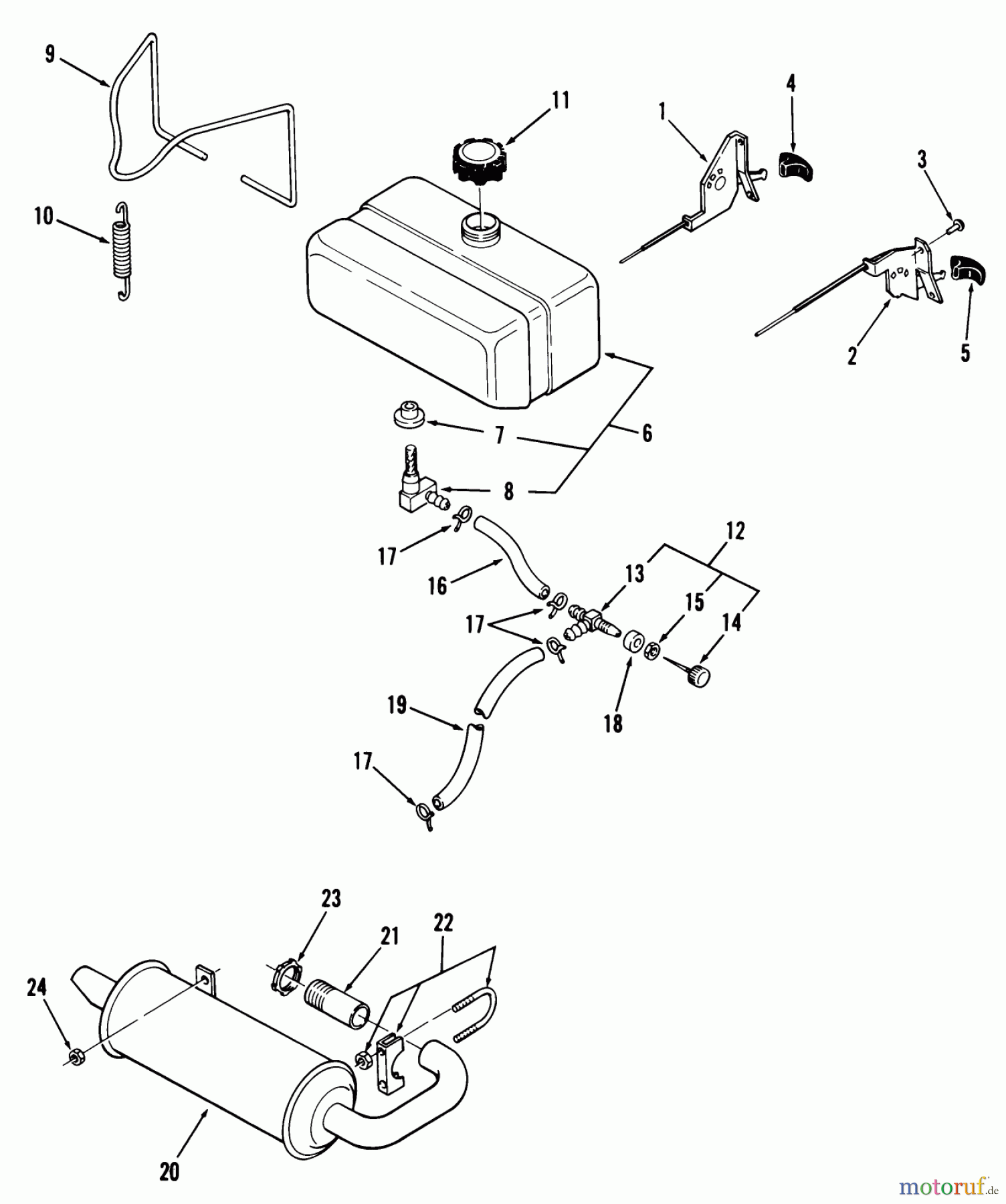  Toro Neu Mowers, Lawn & Garden Tractor Seite 2 92-08BF01 (B-81) - Toro B-81 6-Speed Tractor, 1979 FUEL AND EXHAUST SYSTEMS