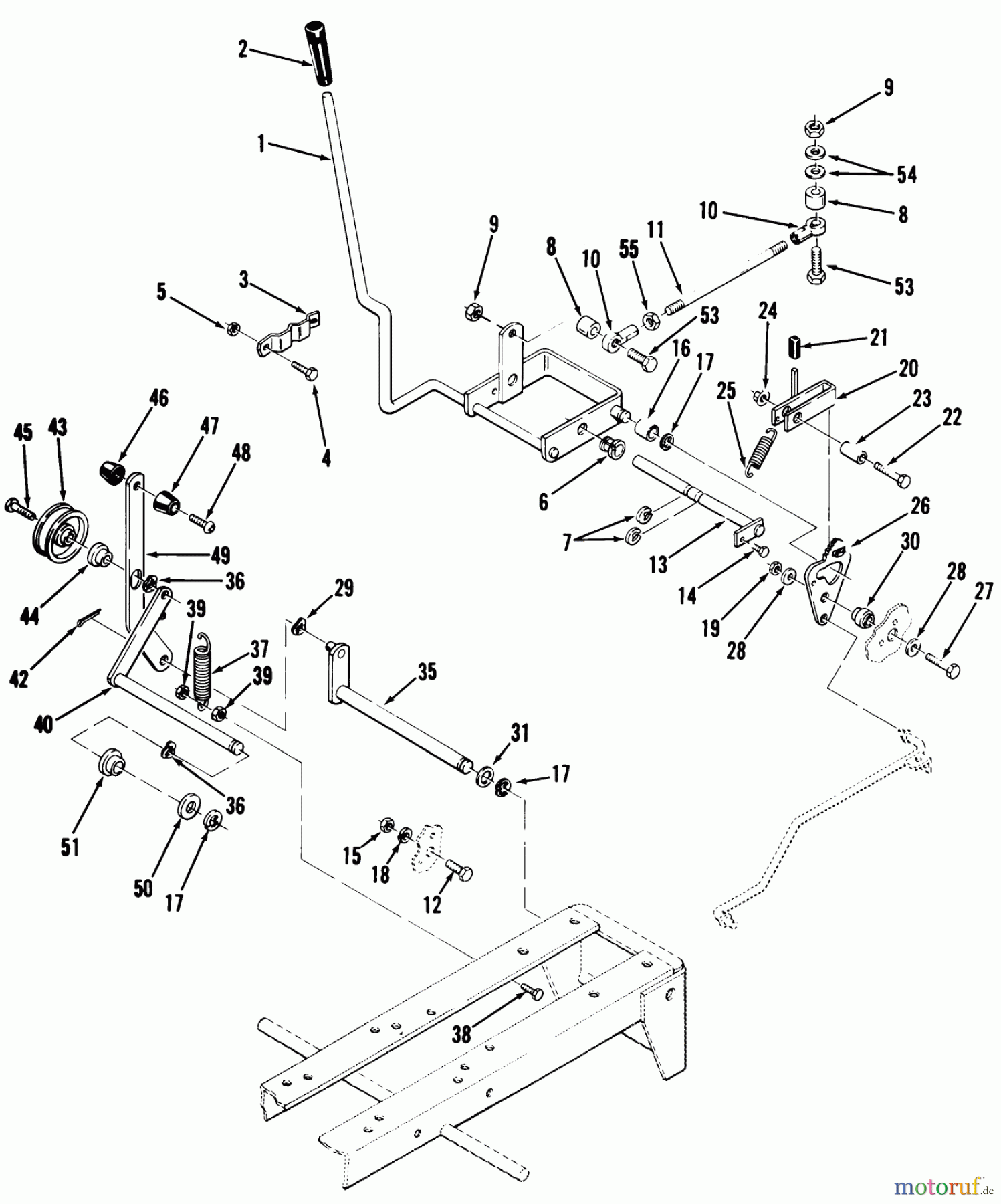  Toro Neu Mowers, Lawn & Garden Tractor Seite 2 A1-164201 (GT-1642) - Toro GT-1642 Twin 8-Speed Tractor, 1982 CLUTCH, BRAKE AND SPEED CONTROL LINKAGE #2