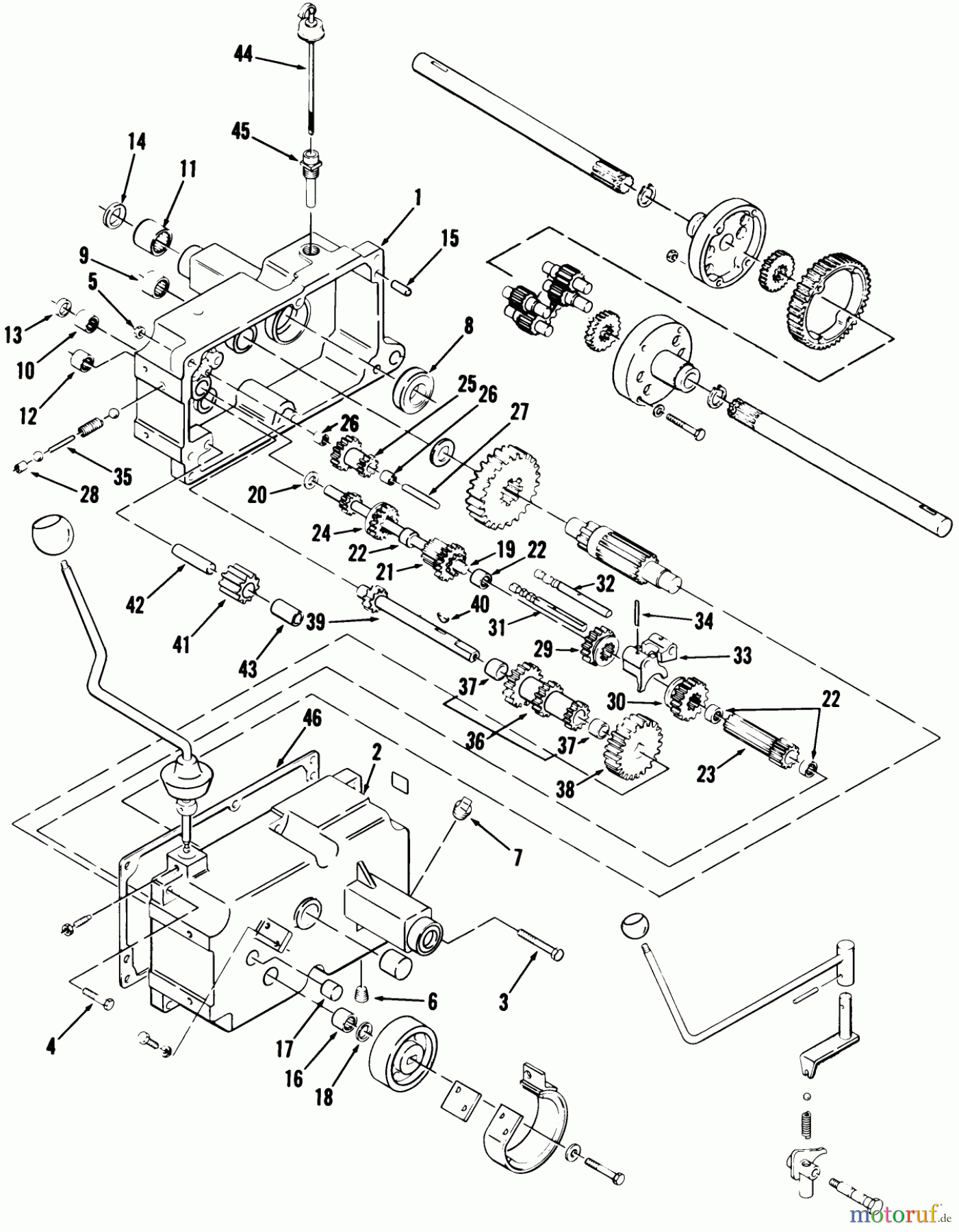 Toro Neu Mowers, Lawn & Garden Tractor Seite 2 A1-16B801 (GT-1600) - Toro GT-1600 Twin 8-Speed Tractor, 1984 8-SPEED TRANSMISSION