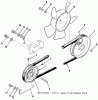 Toro A1-16B801 (GT-1600) - GT-1600 Twin 8-Speed Tractor, 1984 Ersatzteile DRIVE BELT AND PULLEYS