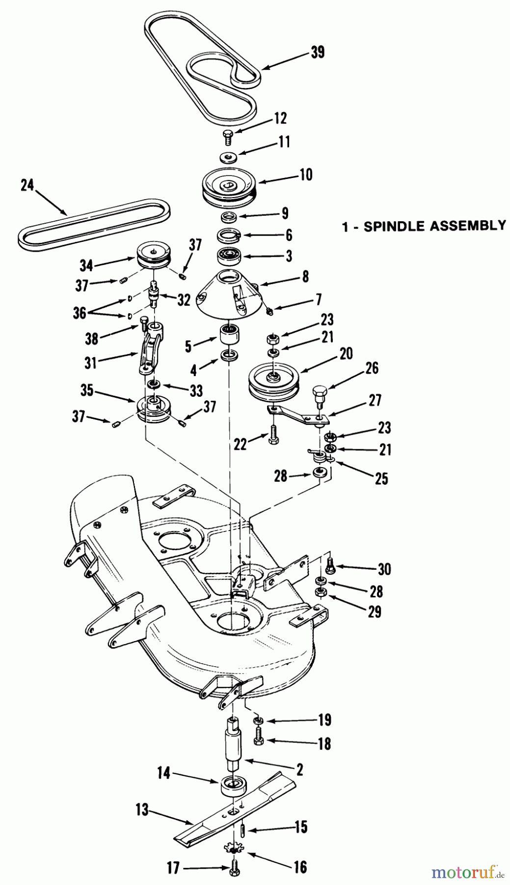 Toro Neu Mowers, Lawn & Garden Tractor Seite 2 A2-113701 (LT-1137) - Toro LT-1137 5-Speed Tractor, 1982 37 IN./94 CM MOWER SPINDLES LT-1137, LT-1637
