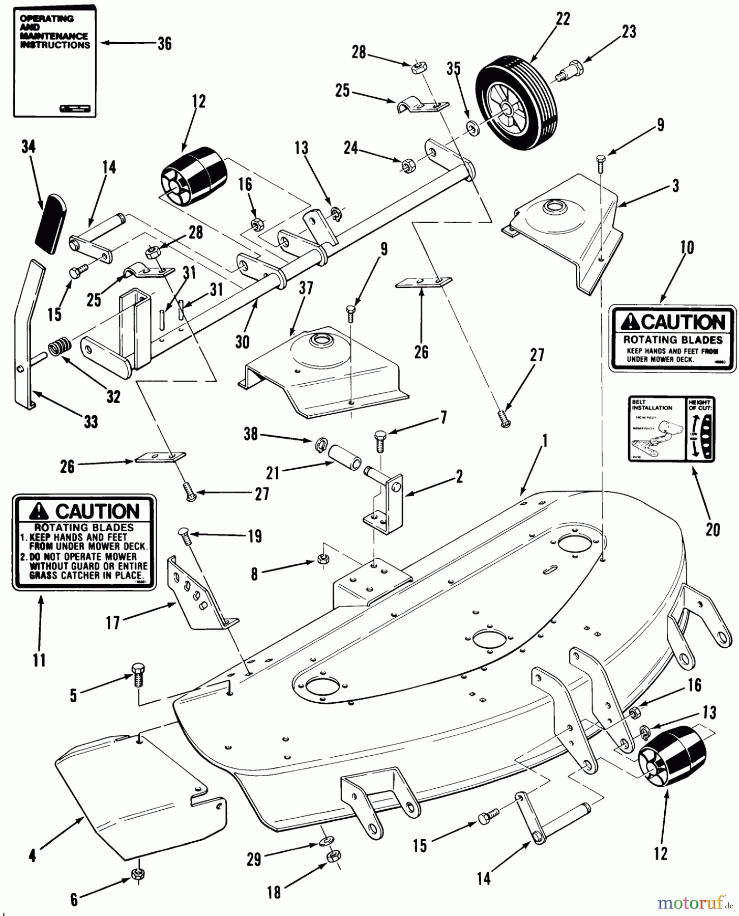 Toro Neu Mowers, Lawn & Garden Tractor Seite 2 A2-113701 (LT-1137) - Toro LT-1137 5-Speed Tractor, 1982 42 IN./107 CM MOWER DECK LT-1642