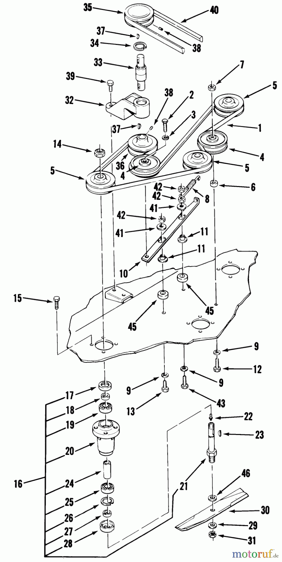 Toro Neu Mowers, Lawn & Garden Tractor Seite 2 A2-113701 (LT-1137) - Toro LT-1137 5-Speed Tractor, 1982 42 IN./107 CM MOWER SPINDLES-LT-1642