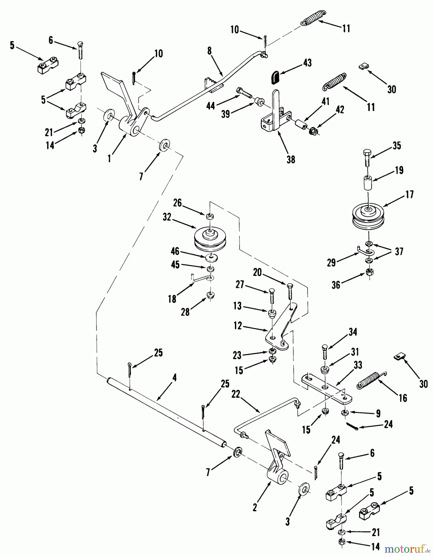 Toro Neu Mowers, Lawn & Garden Tractor Seite 2 A2-083201 (LT-832) - Toro LT-832 3-Speed Tractor, 1982 BRAKE AND CLUTCH LINKAGE 3-SPEED MODELS