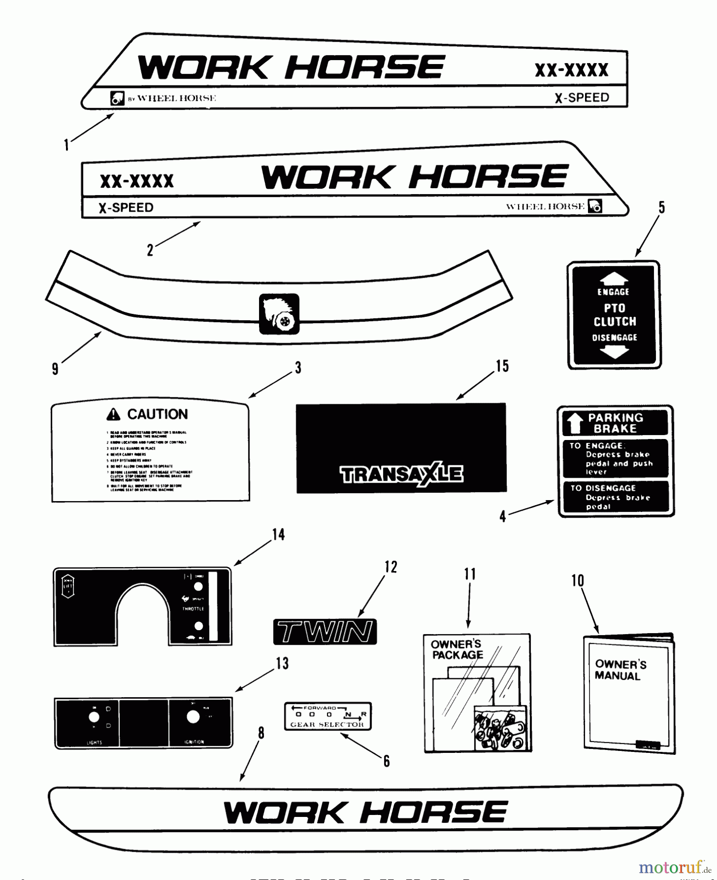 Toro Neu Mowers, Lawn & Garden Tractor Seite 2 A2-11BP01 (LT-1100) - Toro LT-1100 5-Speed Tractor, 1984 DECALS, MISCELLANEOUS