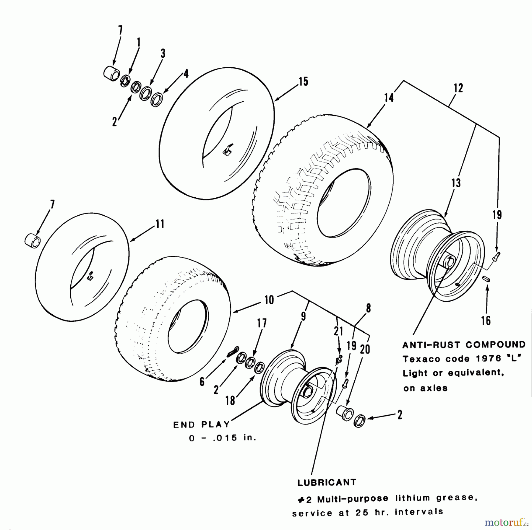 Toro Neu Mowers, Lawn & Garden Tractor Seite 2 A2-11BP01 (LT-1100) - Toro LT-1100 5-Speed Tractor, 1984 WHEELS AND TIRES