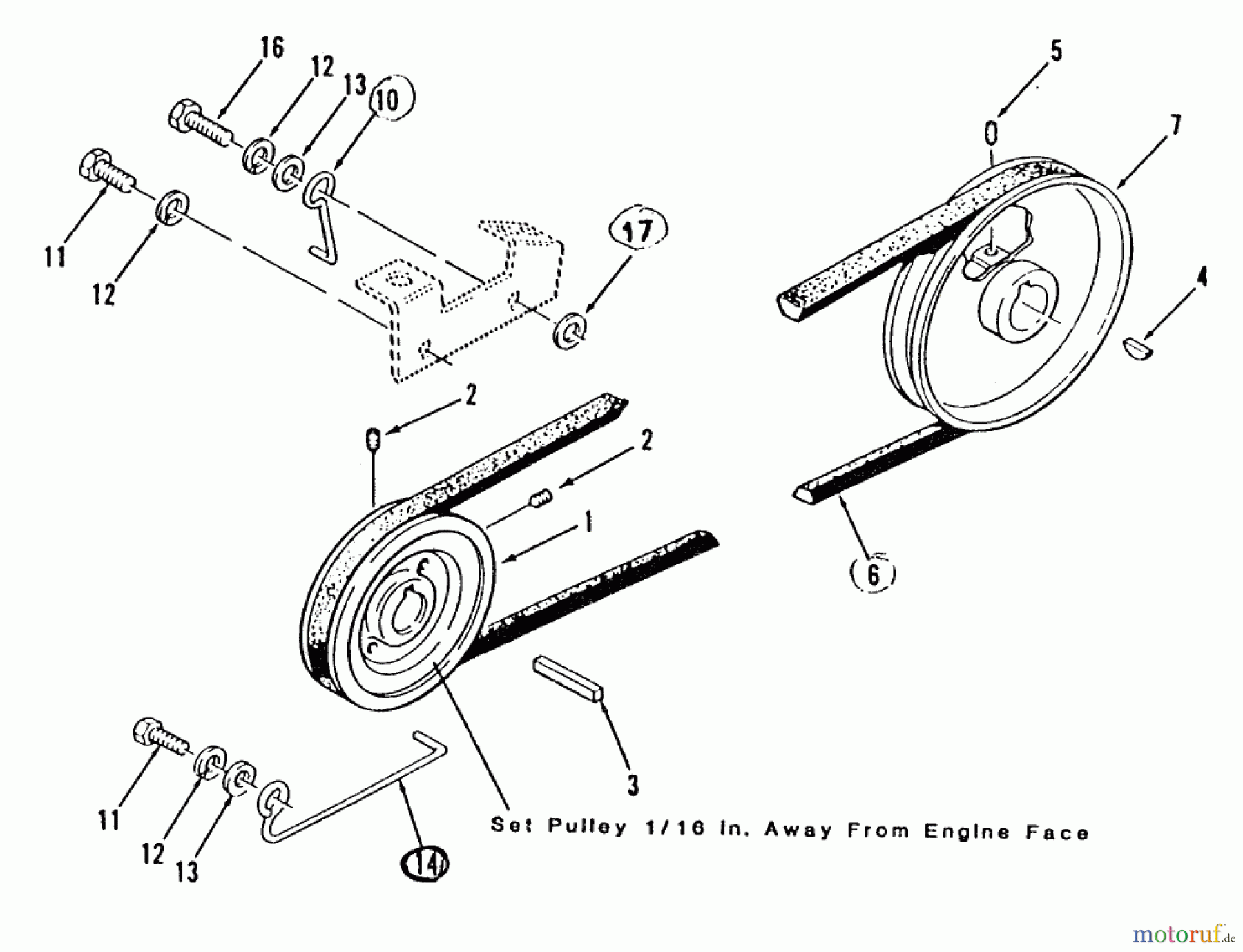  Toro Neu Mowers, Lawn & Garden Tractor Seite 2 C1-12R801 (512-D) - Toro 512-D 8-Speed Tractor, 1986 DRIVE BELT AND PULLEYS