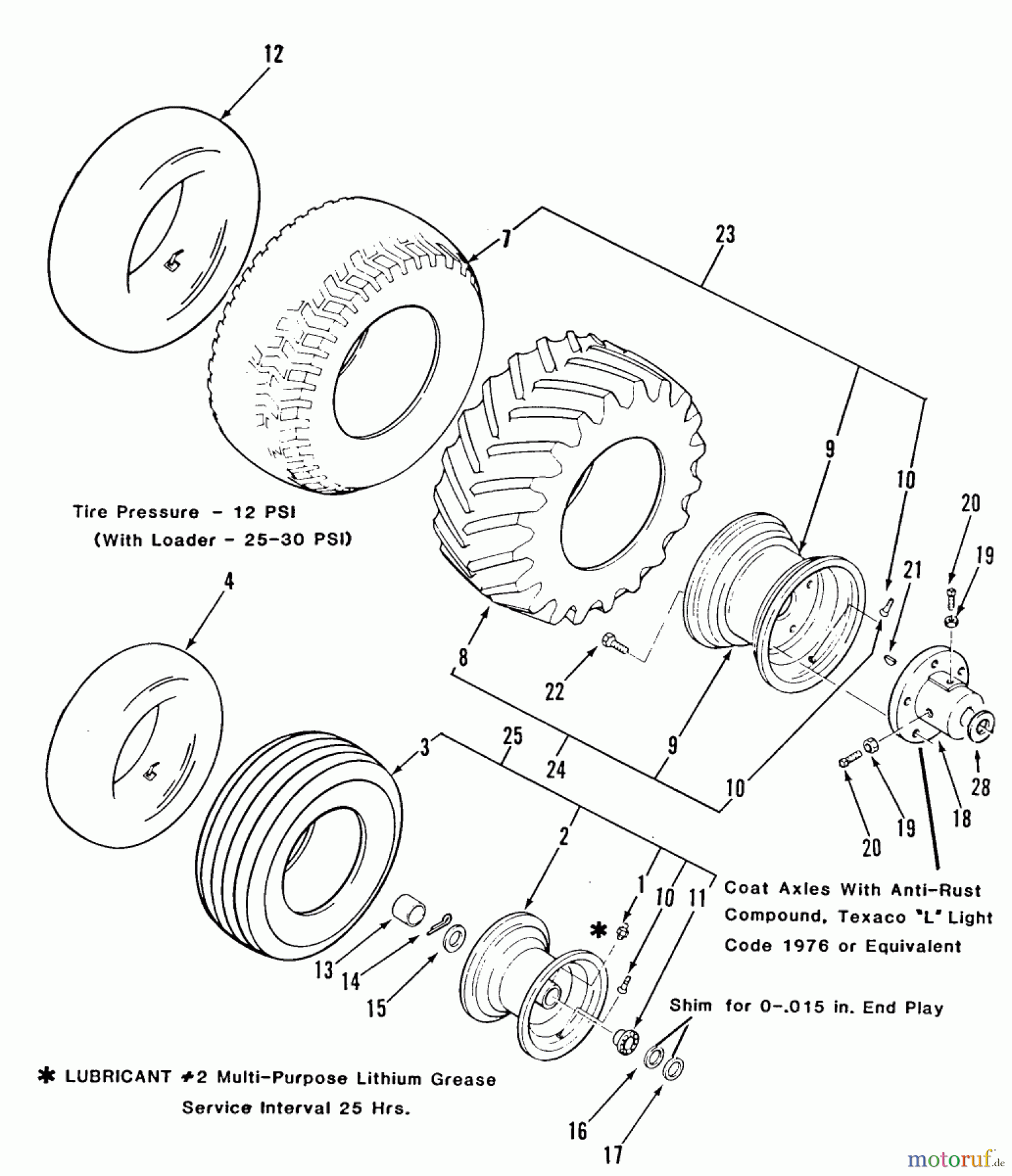 Toro Neu Mowers, Lawn & Garden Tractor Seite 2 E1-12K801 (312-8) - Toro 312-8 Garden Tractor, 1988 WHEELS AND TIRES