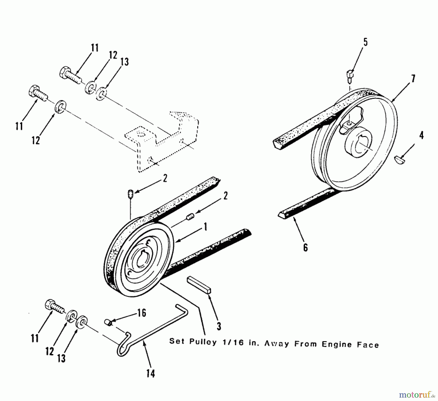 Toro Neu Mowers, Lawn & Garden Tractor Seite 2 R1-16O801 (316-8) - Toro 316-8 Garden Tractor, 1990 DRIVE BELT AND PULLEYS