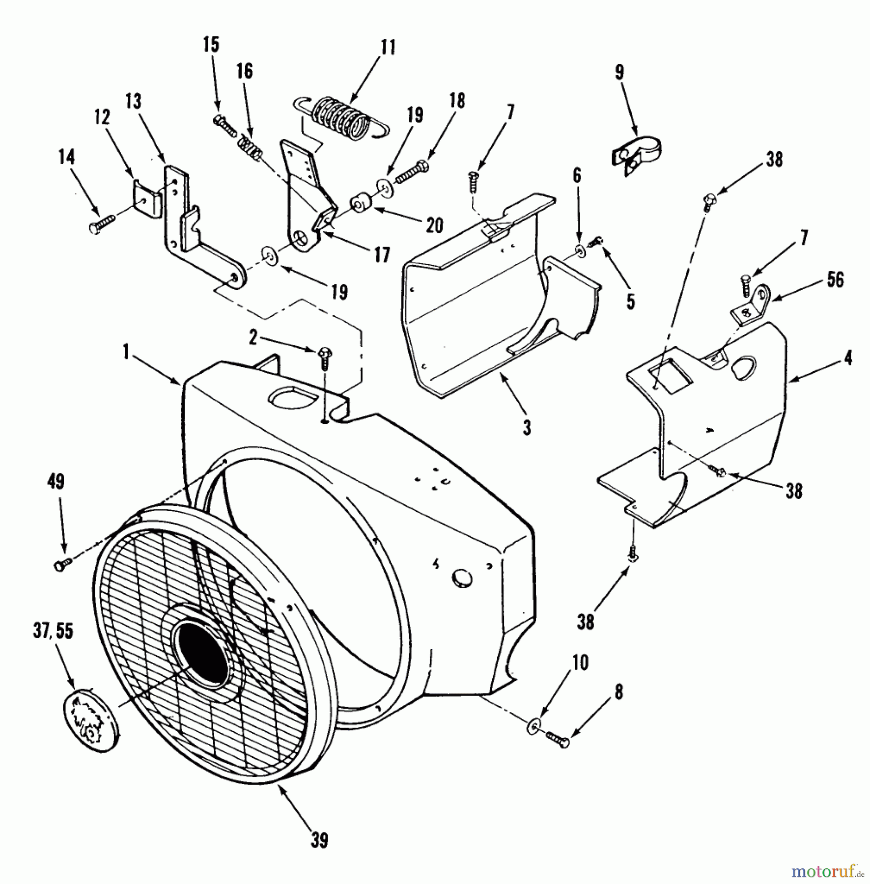 Toro Neu Mowers, Lawn & Garden Tractor Seite 2 R1-16O801 (316-8) - Toro 316-8 Garden Tractor, 1990 ONAN BLOWER HOUSING AND GOVERNOR