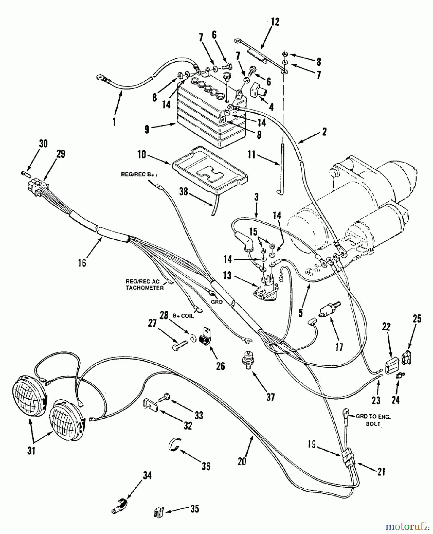  Toro Neu Mowers, Lawn & Garden Tractor Seite 2 E1-18OE01 (518-HE) - Toro 518-HE Automatic Garden Tractor, 1988 ELECTRICAL SYSTEM #2