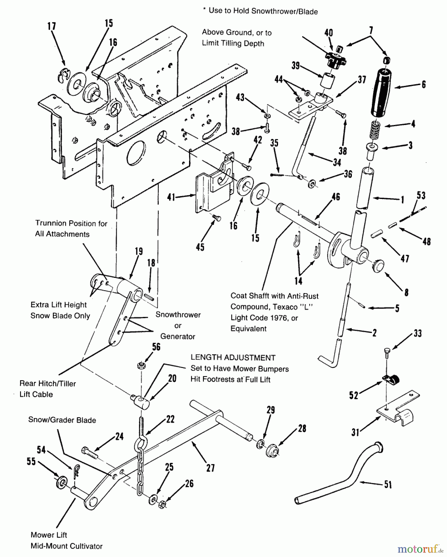 Toro Neu Mowers, Lawn & Garden Tractor Seite 2 E1-18OE01 (518-HE) - Toro 518-HE Automatic Garden Tractor, 1988 HYDRAULIC LIFT LINKAGE