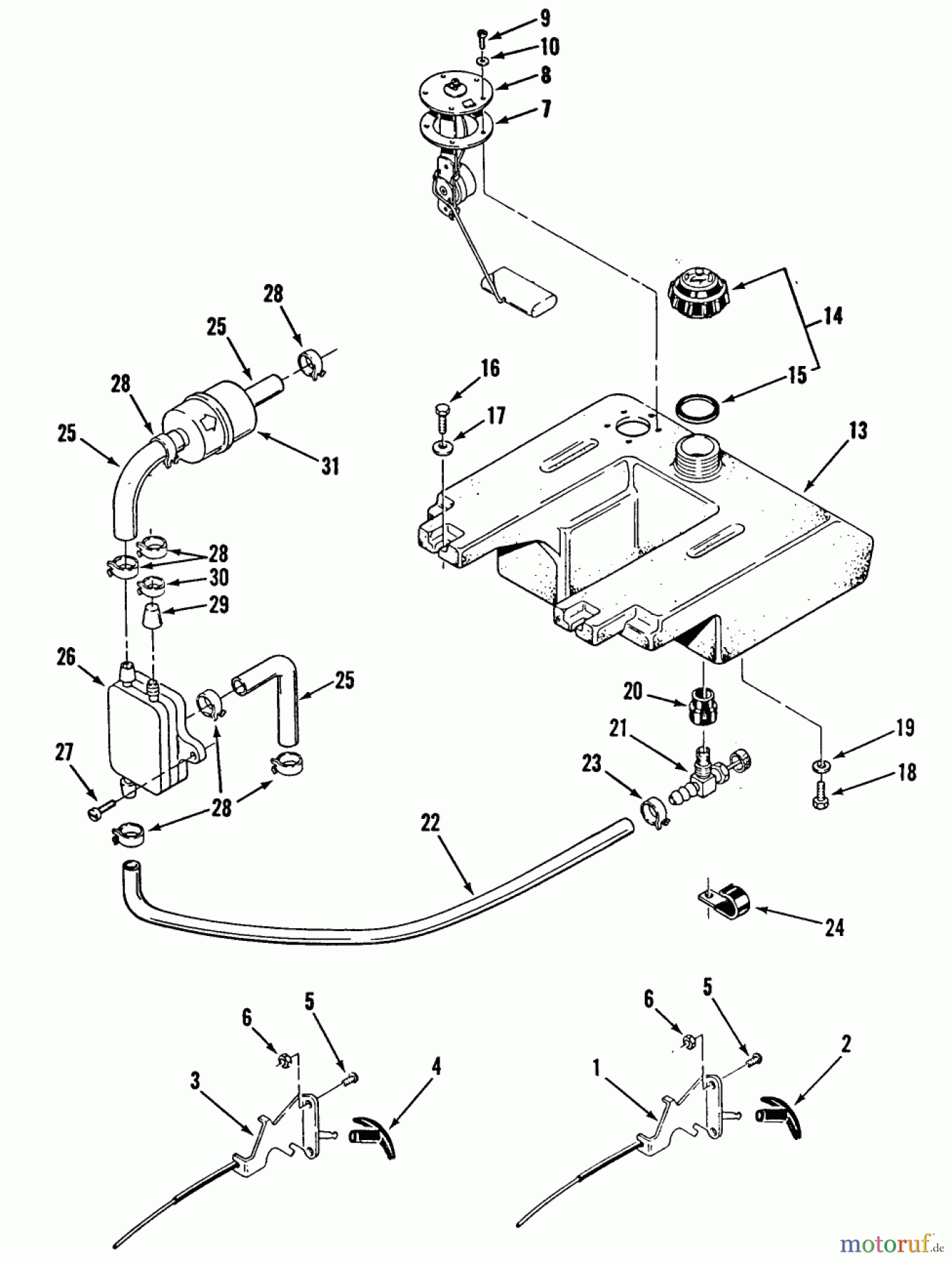 Toro Neu Mowers, Lawn & Garden Tractor Seite 2 E1-18OE01 (518-HE) - Toro 518-HE Automatic Garden Tractor, 1988 THROTTLE, CHOKE AND FUEL CONTROLS