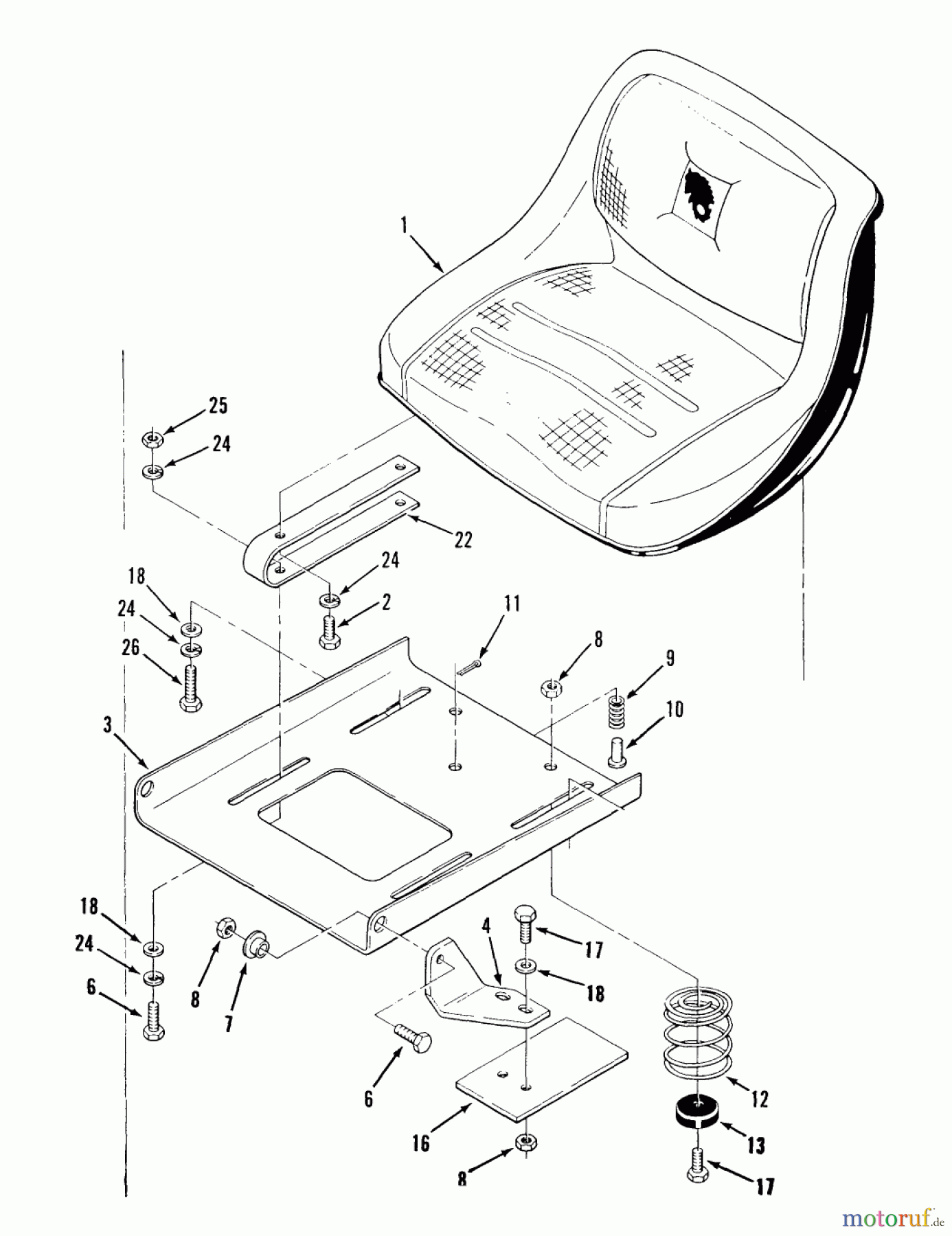  Toro Neu Mowers, Lawn & Garden Tractor Seite 2 E2-12K501 (212-5) - Toro 212-5 Tractor, 1988 SEAT AND SUSPENSION