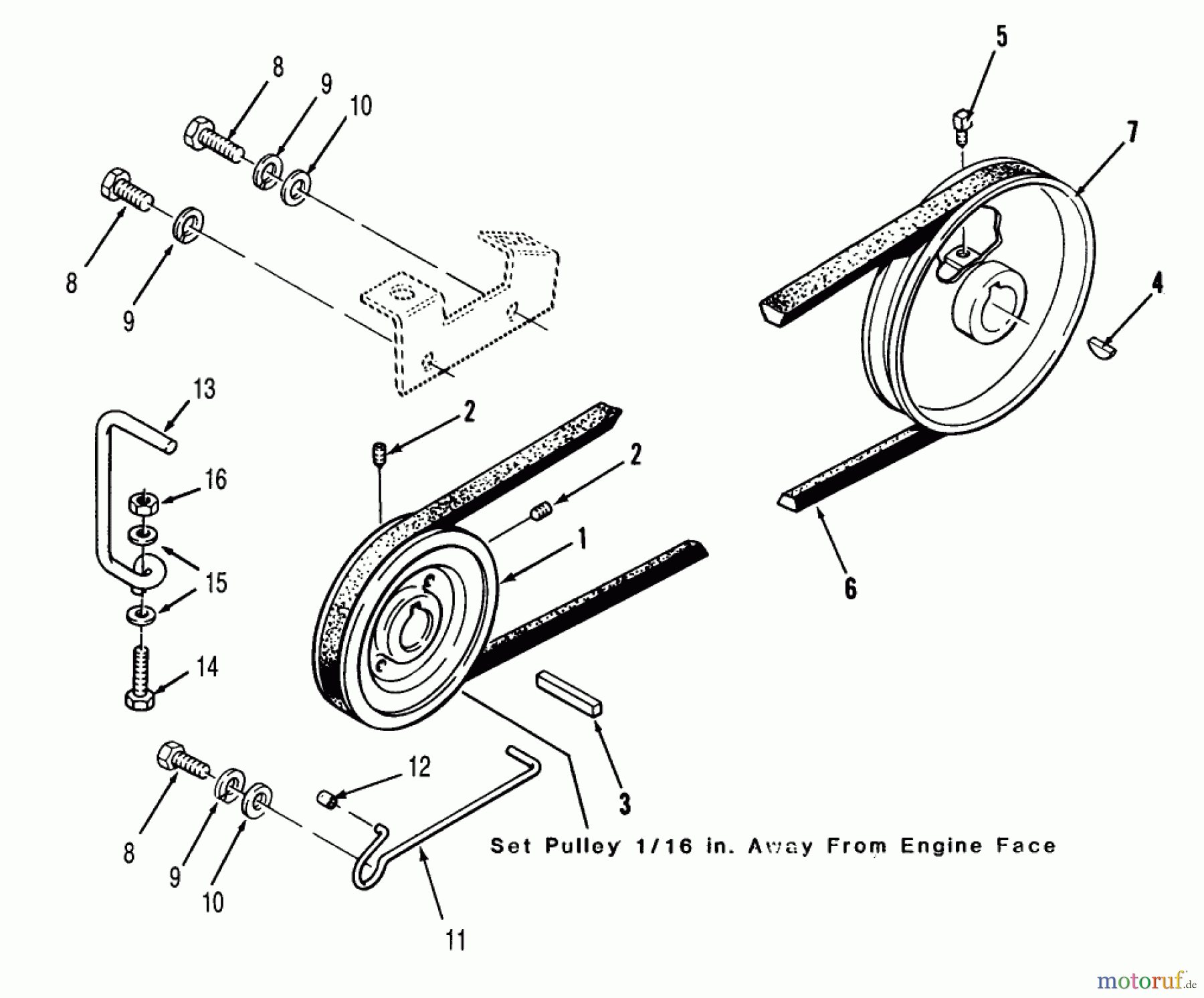 Toro Neu Mowers, Lawn & Garden Tractor Seite 2 R1-16O802 (316-8) - Toro 316-8 Garden Tractor, 1990 DRIVE BELT AND PULLEYS