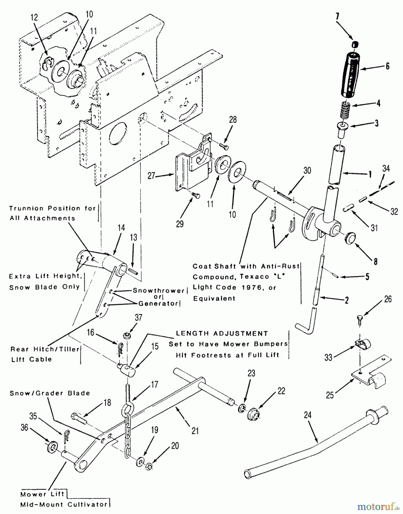  Toro Neu Mowers, Lawn & Garden Tractor Seite 2 R1-16O802 (316-8) - Toro 316-8 Garden Tractor, 1990 MANUAL LIFT LINKAGE