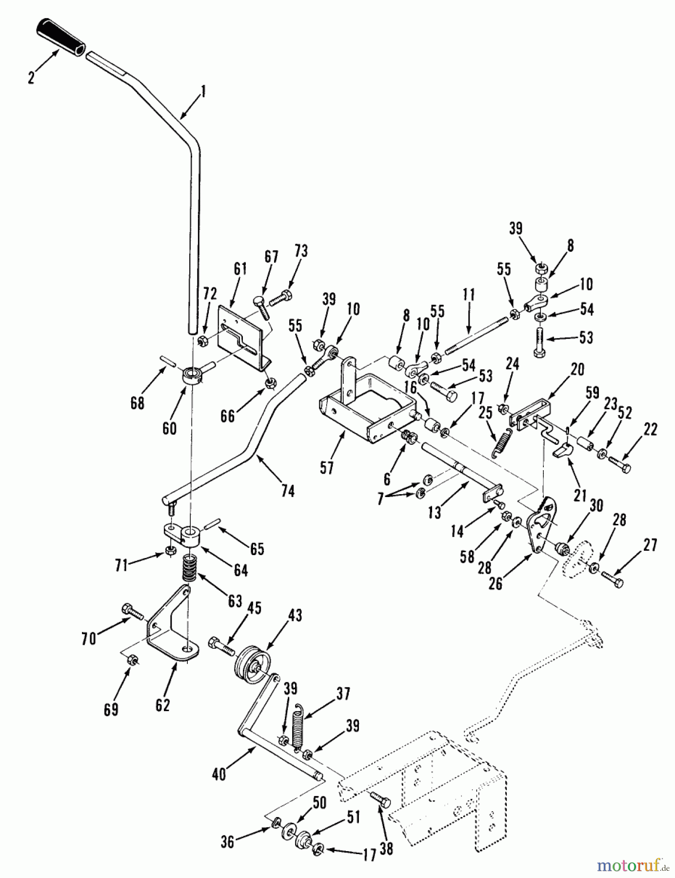  Toro Neu Mowers, Lawn & Garden Tractor Seite 2 R1-18OE02 (518-H) - Toro 518-H Garden Tractor, 1990 CLUTCH, BRAKE & SPEED CONTROL LINKAGE #1