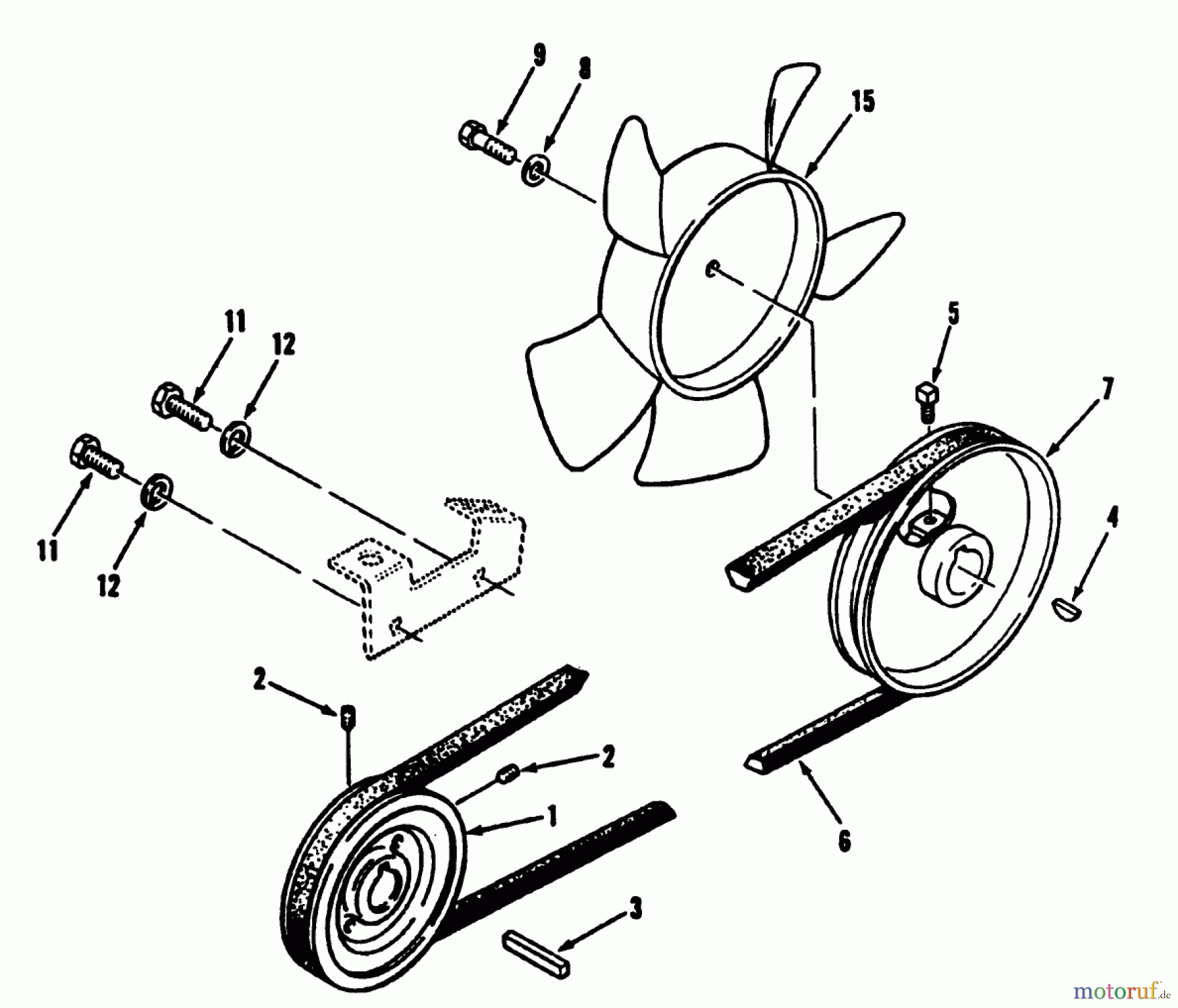 Toro Neu Mowers, Lawn & Garden Tractor Seite 2 R1-20OE02 (520-H) - Toro 520-H Garden Tractor, 1992 (2000001-2999999) DRIVE BELT AND PULLEYS