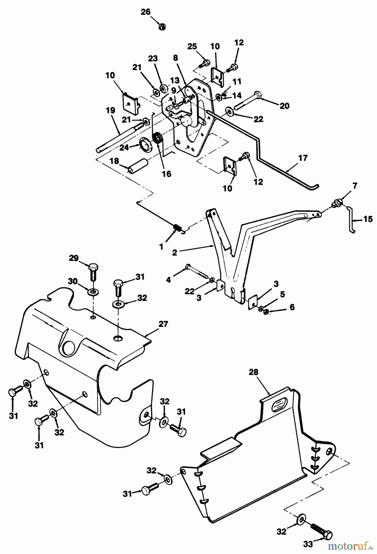 Toro Neu Mowers, Lawn & Garden Tractor Seite 2 R2-12OE02 (212-H) - Toro 212-H Tractor, 1992 (2000001-2999999) 12HP ENGINE GOVERNOR LINKAGE & COVER ASSEMBLY
