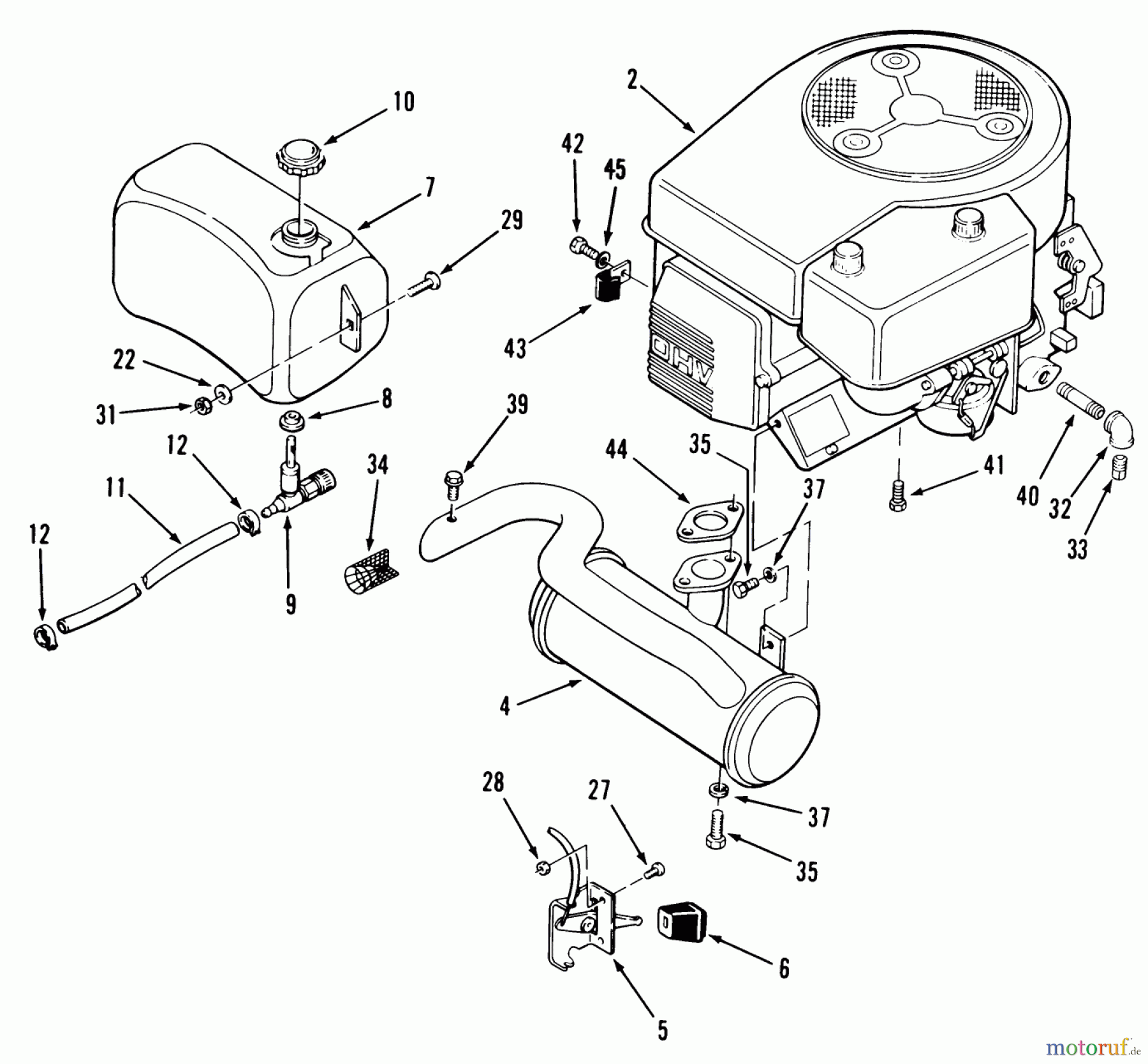 Toro Neu Mowers, Lawn & Garden Tractor Seite 2 R2-12O502 (212-5) - Toro 212-5 Tractor, 1992 (2000001-2999999) ENGINE FUEL & EXHAUST ASSEMBLY