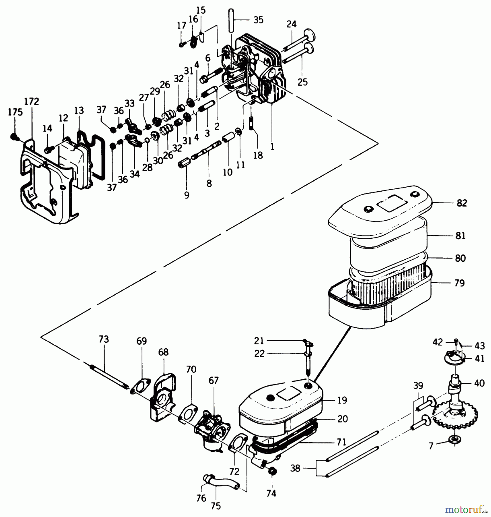  Toro Neu Mowers, Lawn & Garden Tractor Seite 2 R2-17K502 (227-5) - Toro 227-5 Tractor, 1990 CYLINDER HEAD, VALVES, CAMSHAFT, AIR FILTER ASSEMBLY AND CARBURETOR