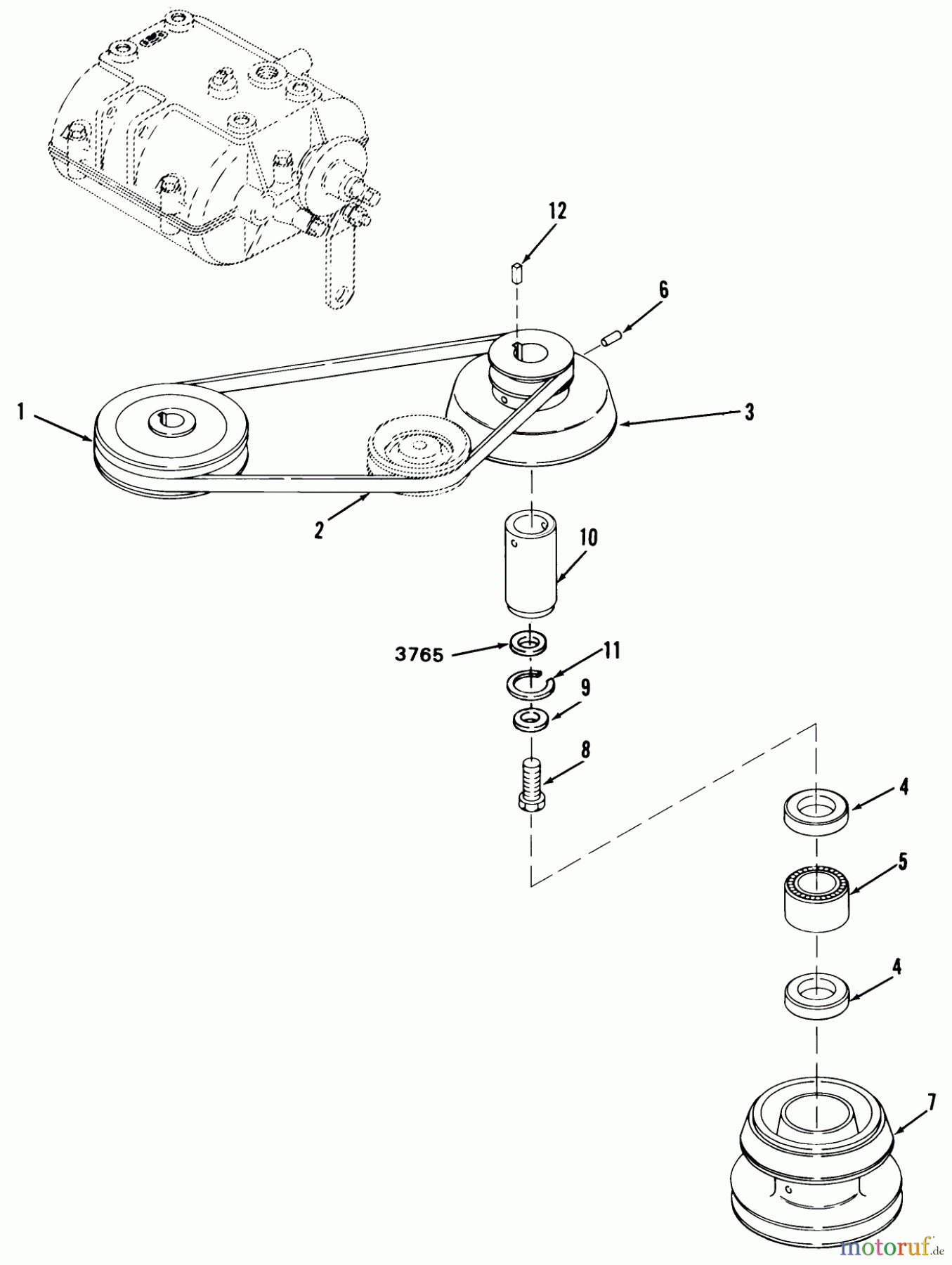 Toro Neu Mowers, Rear-Engine Rider 03-11BP01 (A-111) - Toro A-111 5-Speed Rear Engine Rider, 1980 DRIVE BELT AND PULLEYS