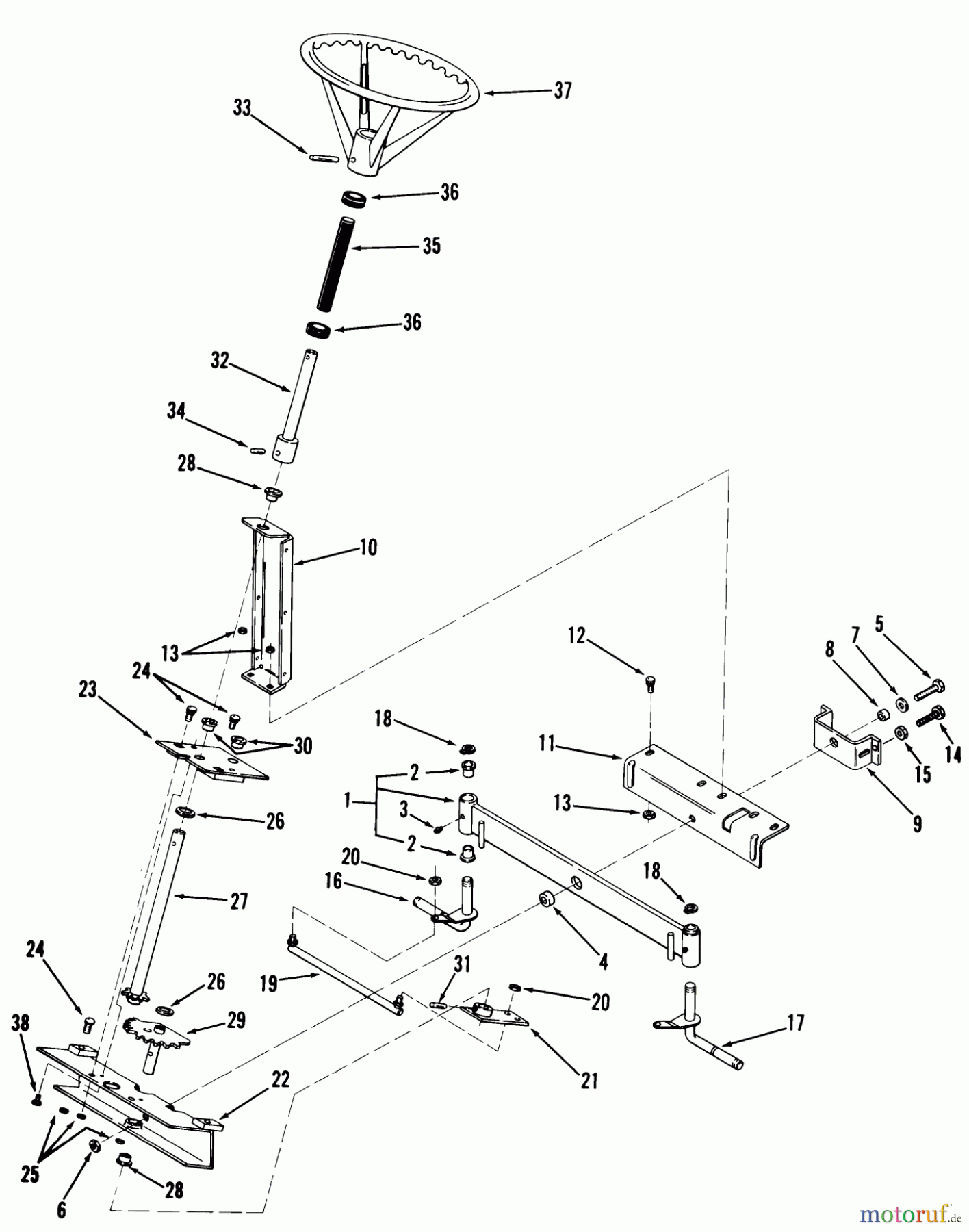 Toro Neu Mowers, Rear-Engine Rider 03-11BP01 (A-111) - Toro A-111 5-Speed Rear Engine Rider, 1980 FRONT AXLE AND STEERING