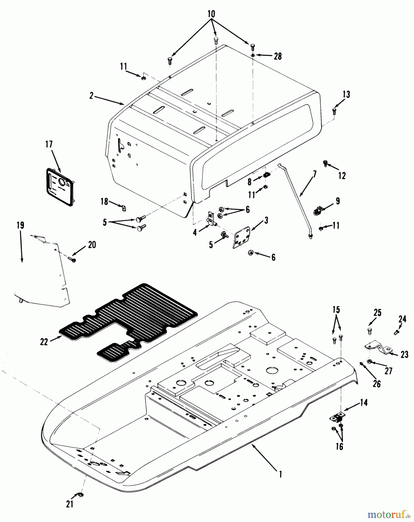 Toro Neu Mowers, Rear-Engine Rider 23-08BP02 (A-81) - Toro A-81 5-Speed Rear Engine Rider, 1983 BODY, SHEET METAL AND COVERS