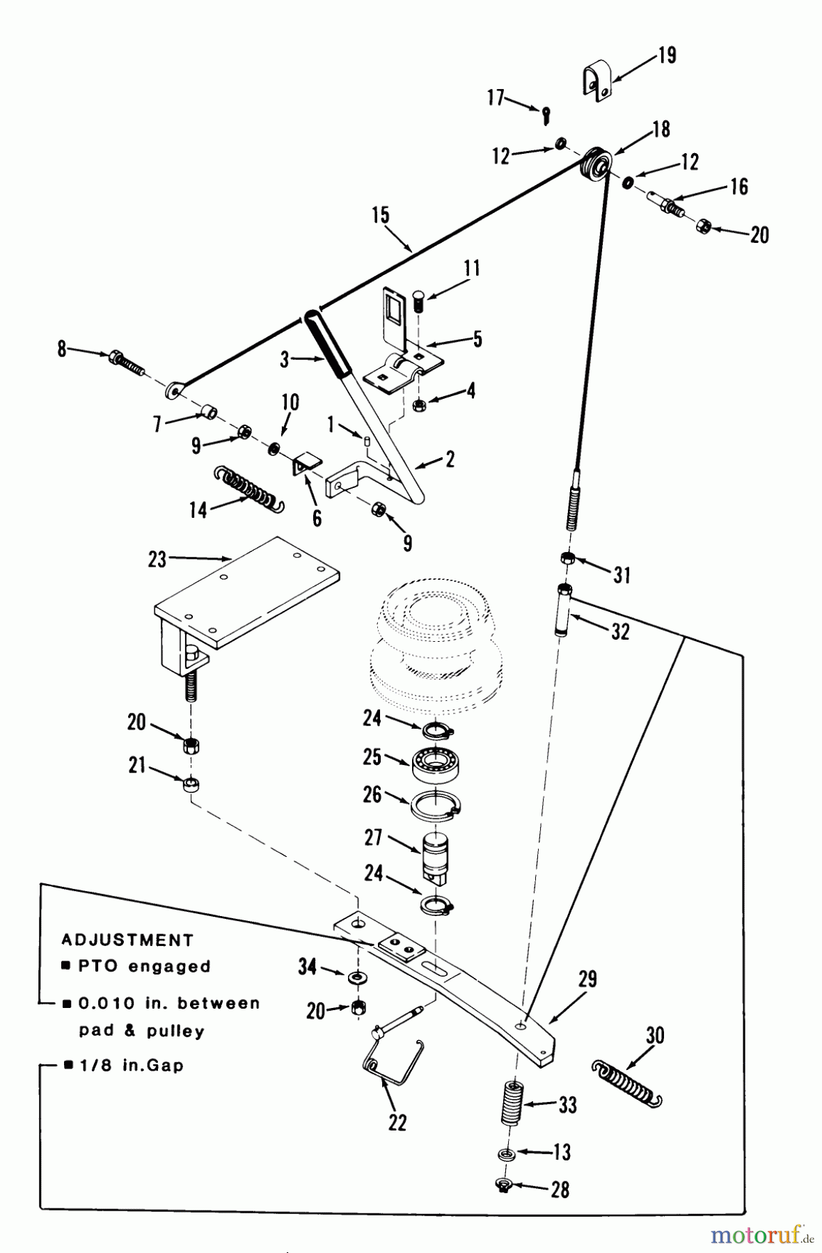 Toro Neu Mowers, Rear-Engine Rider 23-11BP02 (A-111) - Toro A-111 5-Speed Rear Engine Rider, 1983 PTO CLUTCH
