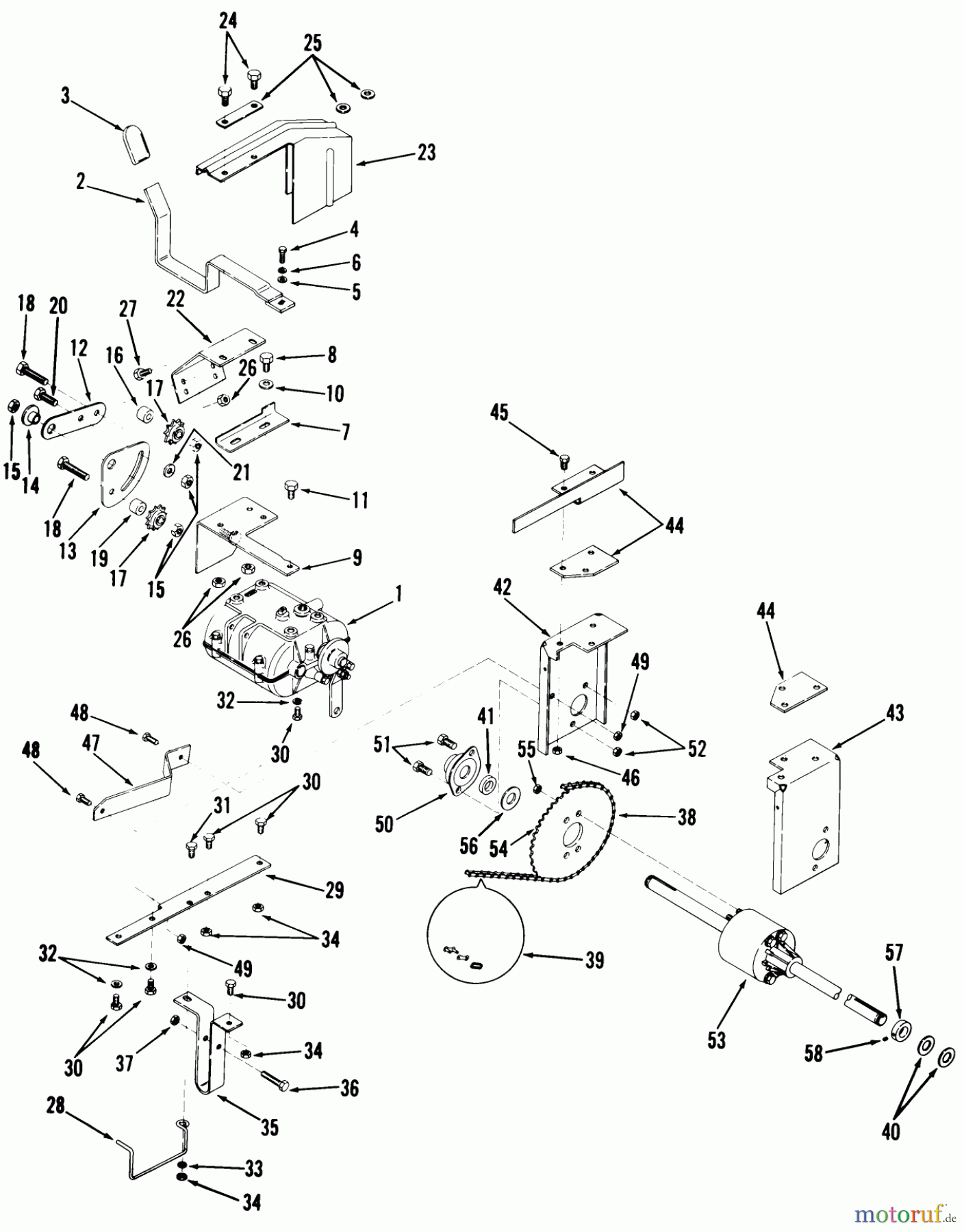 Toro Neu Mowers, Rear-Engine Rider 93-08BP02 (A-81E) - Toro A-81(E) 5-Speed Rear Engine Rider, 1979 TRANSMISSION, DIFFERENTIAL AND DRIVE SYSTEM