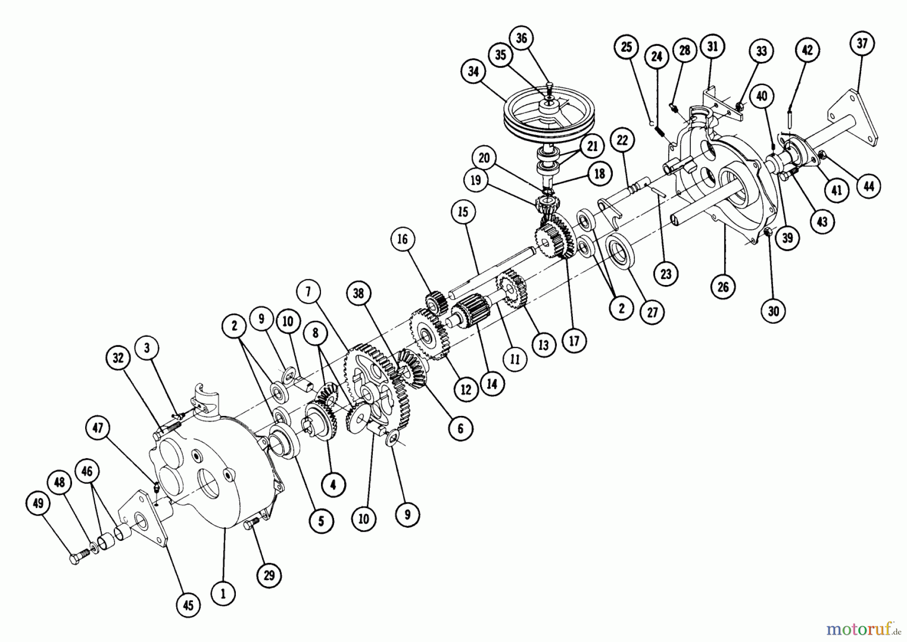 Toro Neu Mowers, Rear-Engine Rider 2-1641 (R-26) - Toro R-26 Rear Engine Rider, 1969 5056 TRANSMISSION