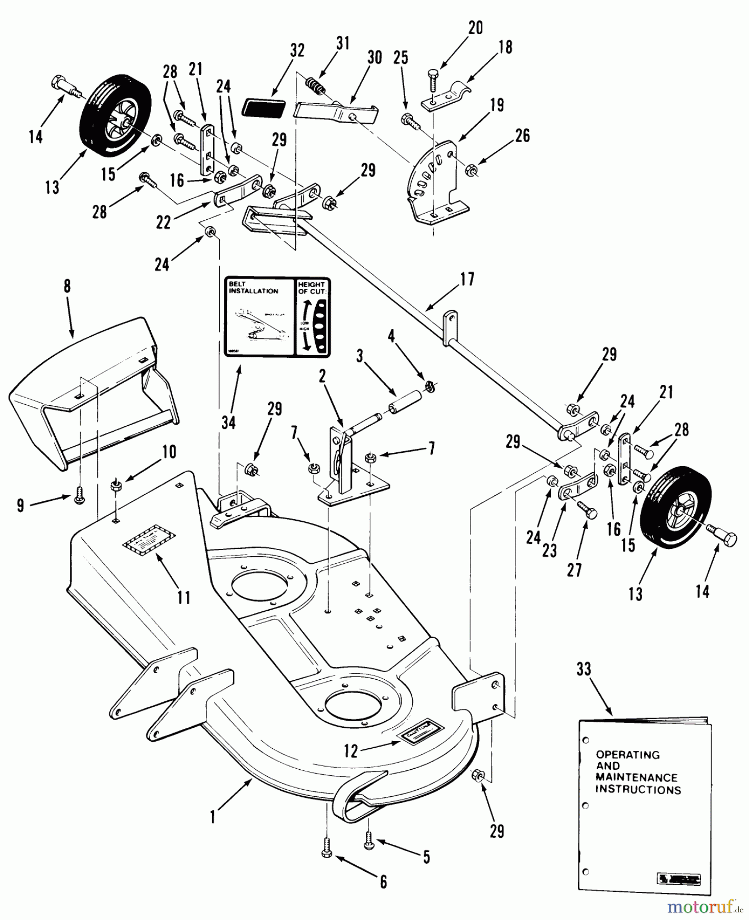 Toro Neu Mowers, Rear-Engine Rider 23-08BP03 (A-81) - Toro A-81 5-Speed Rear Engine Rider, 1984 32 IN./81CM MOWER-MOWER DECK