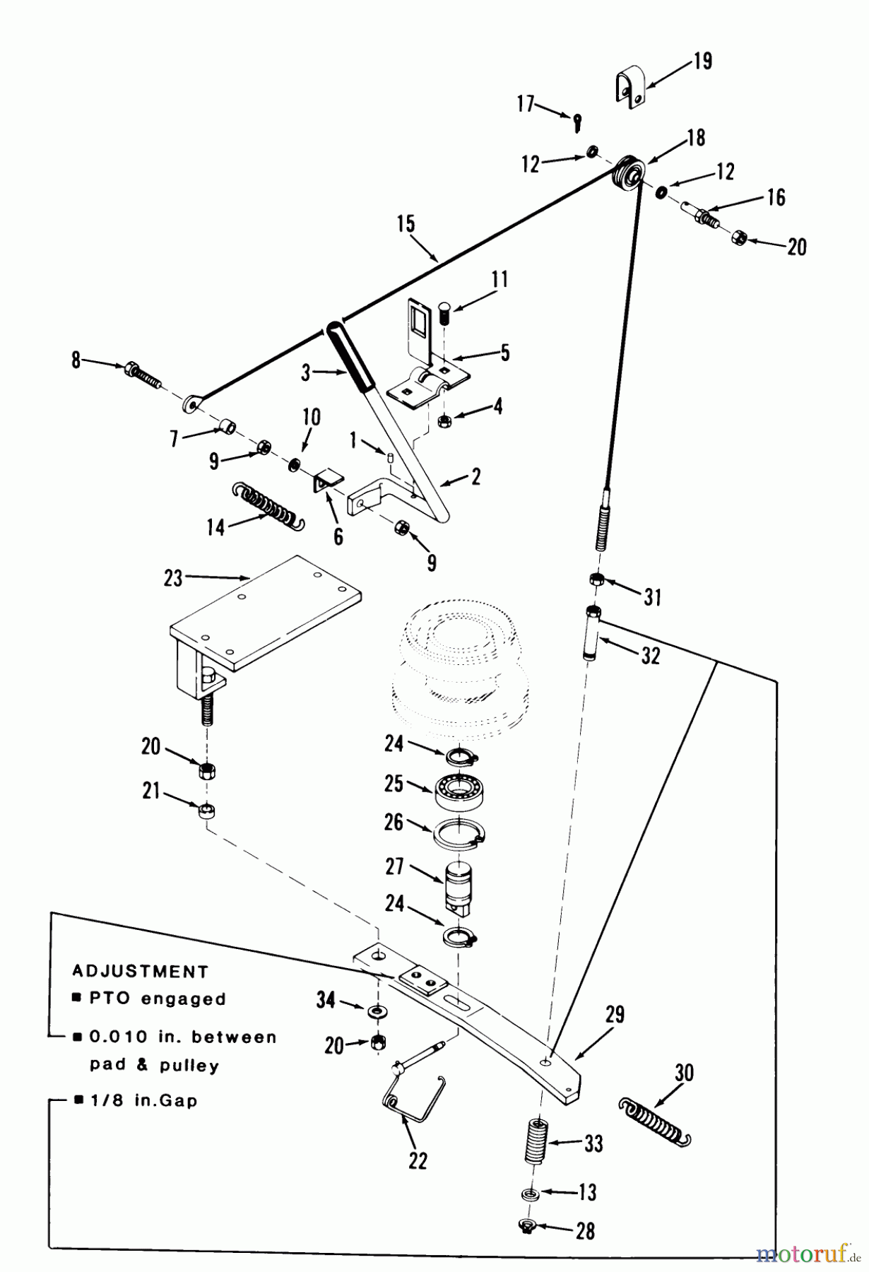 Toro Neu Mowers, Rear-Engine Rider 23-08BP03 (A-81) - Toro A-81 5-Speed Rear Engine Rider, 1984 PTO CLUTCH
