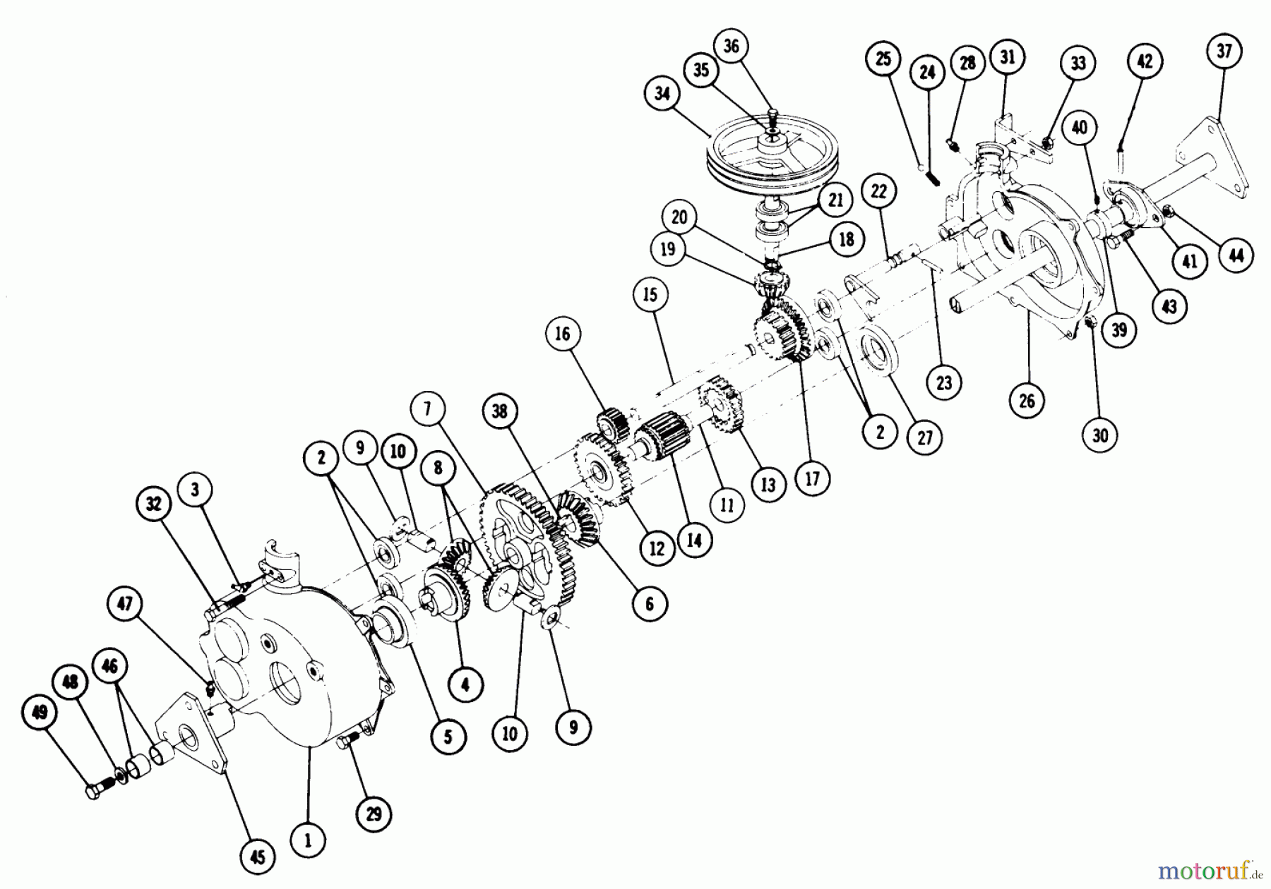 Toro Neu Mowers, Rear-Engine Rider 3-0113 (R-26) - Toro R-26 Rear Engine Rider, 1974 5056 TRANSMISSION PARTS LIST