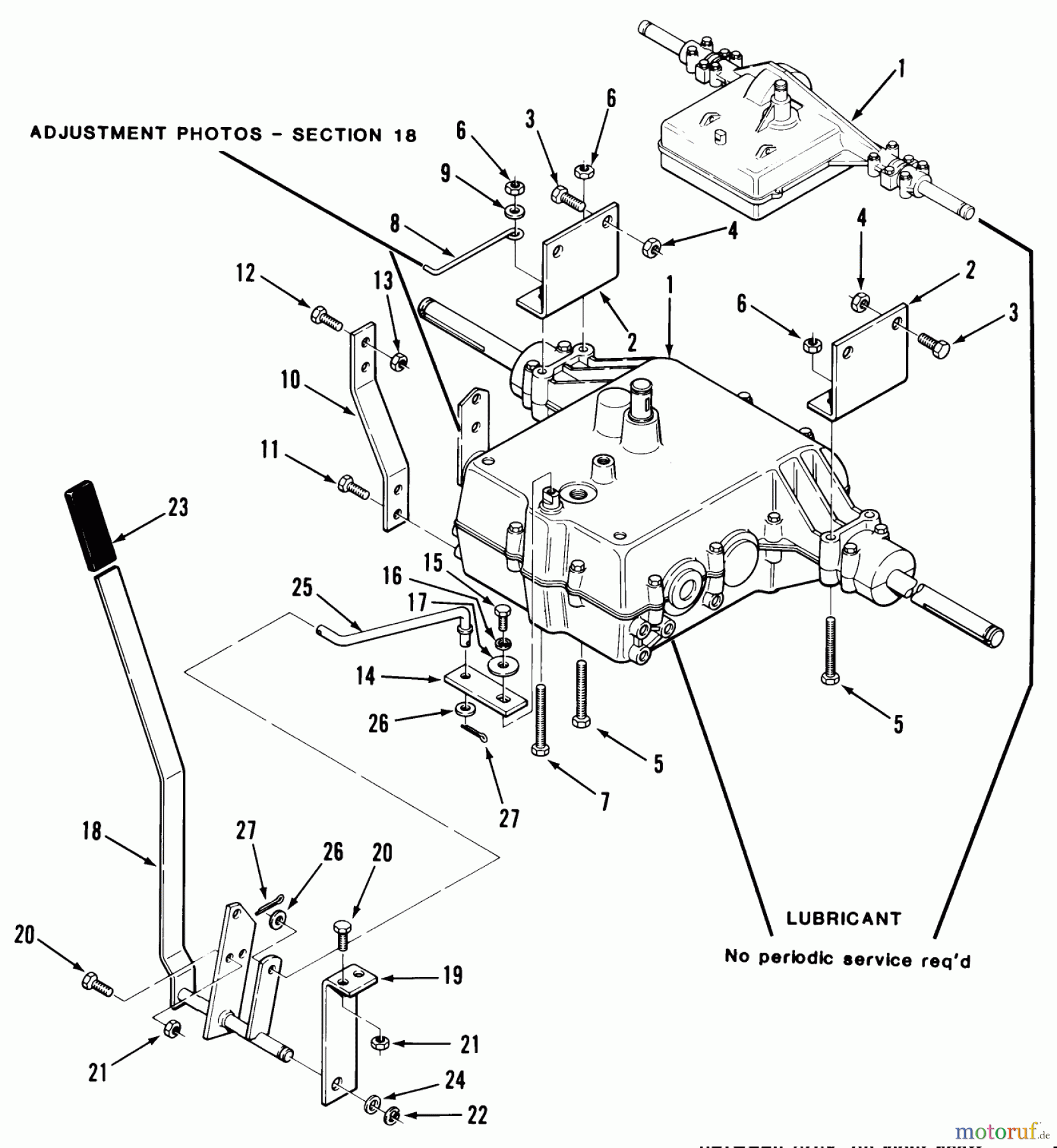 Toro Neu Mowers, Rear-Engine Rider 33-08X301 (108-R) - Toro 108-R Rear Engine Rider, 1985 MECHANICAL TRANSMISSION
