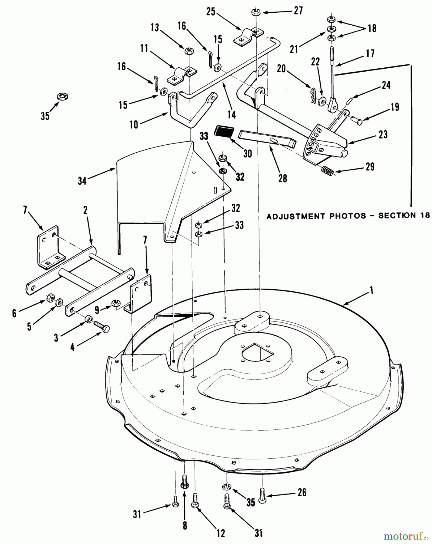  Toro Neu Mowers, Rear-Engine Rider 33-08X301 (108-R) - Toro 108-R Rear Engine Rider, 1985 MOWER DECK AND FRONT MOUNT