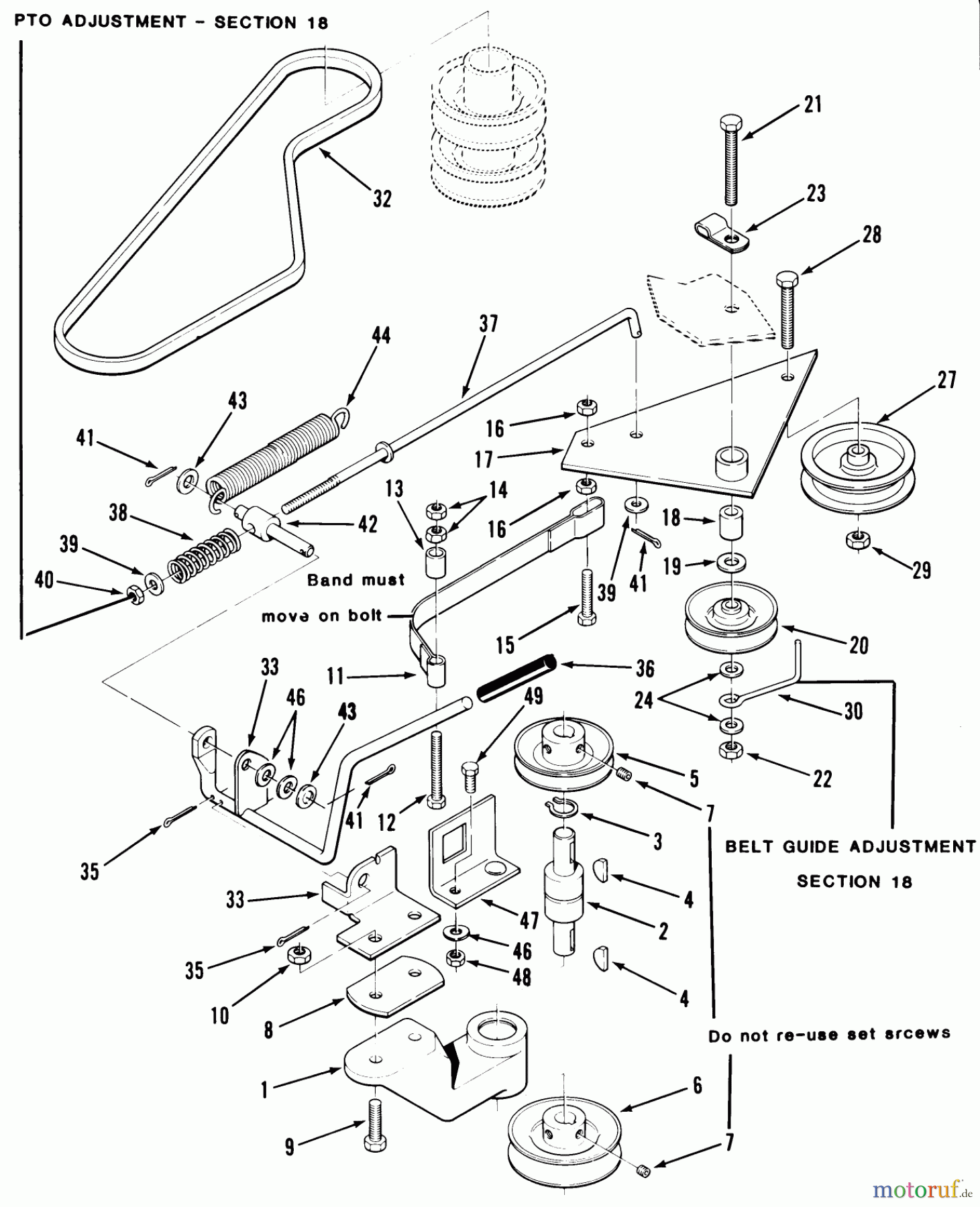 Toro Neu Mowers, Rear-Engine Rider 33-08B301 (108-3) - Toro 108-3 Rear Engine Rider, 1985 PTO CLUTCH, PULLEYS, AND CONTROLS