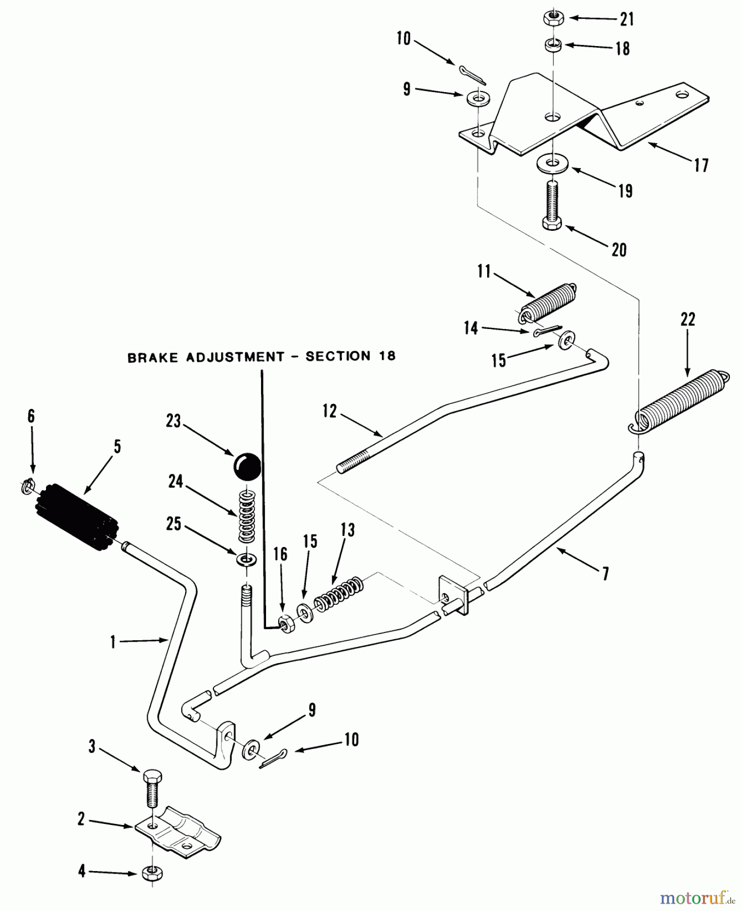 Toro Neu Mowers, Rear-Engine Rider B3-08B303 (108-3) - Toro 108-3 Rear Engine Rider, 1986 CLUTCH, BRAKE LINKAGE