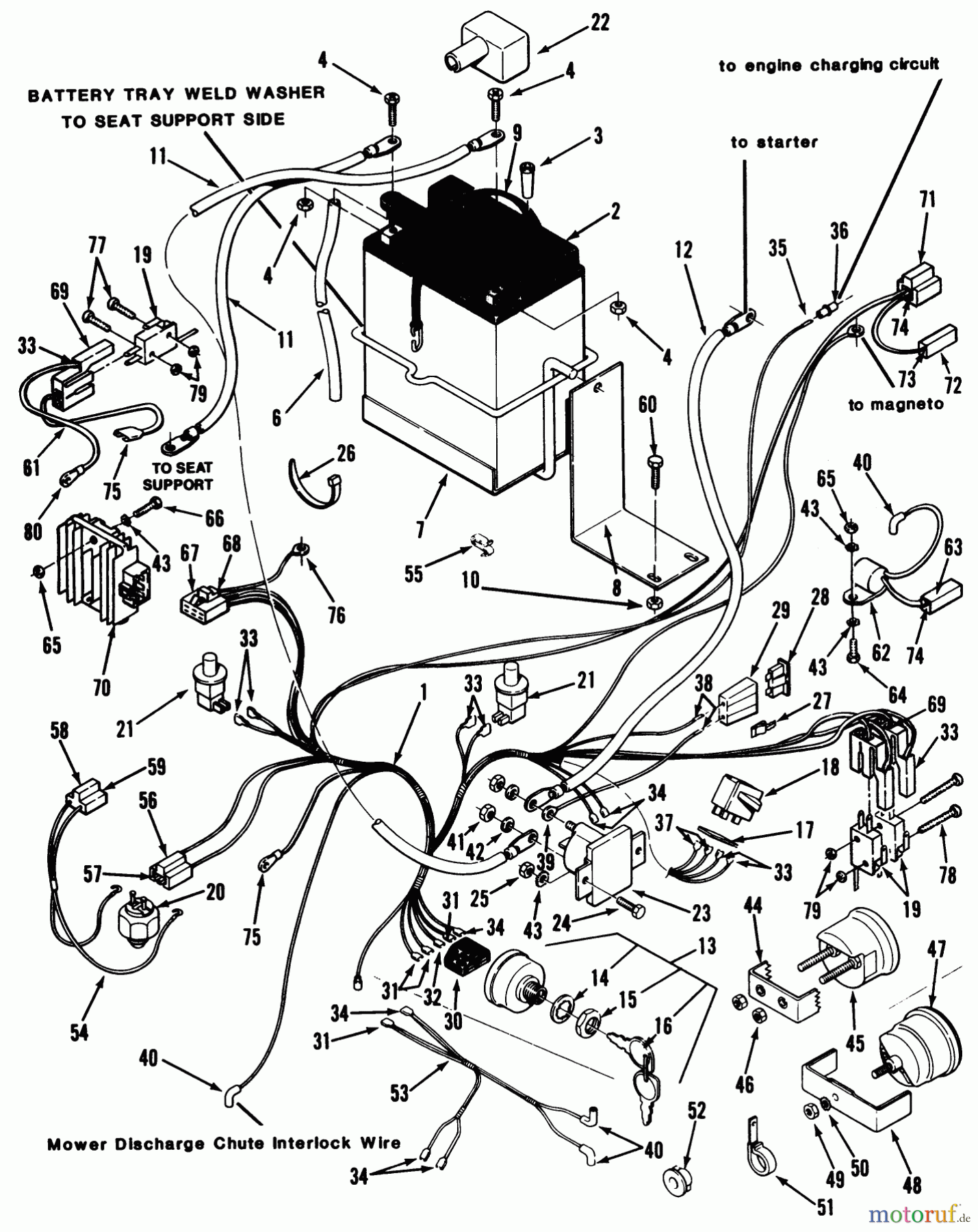 Toro Neu Mowers, Rear-Engine Rider 33-11B503 (111-5) - Toro 111-5 Rear Engine Rider, 1987 ELECTRICAL SYSTEM