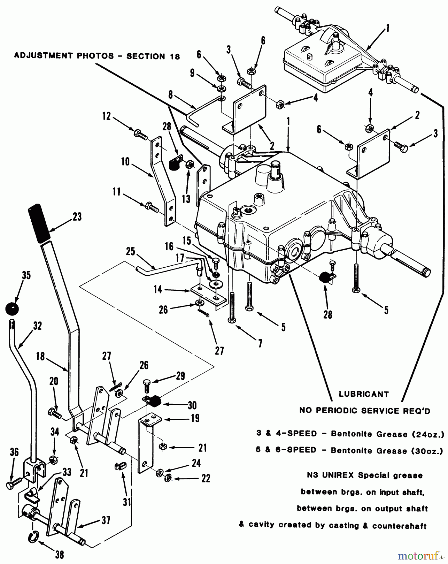 Toro Neu Mowers, Rear-Engine Rider C3-12K501 (112-C) - Toro 112-C Rear Engine Rider, 1987 MECHANICAL TRANSMISSION